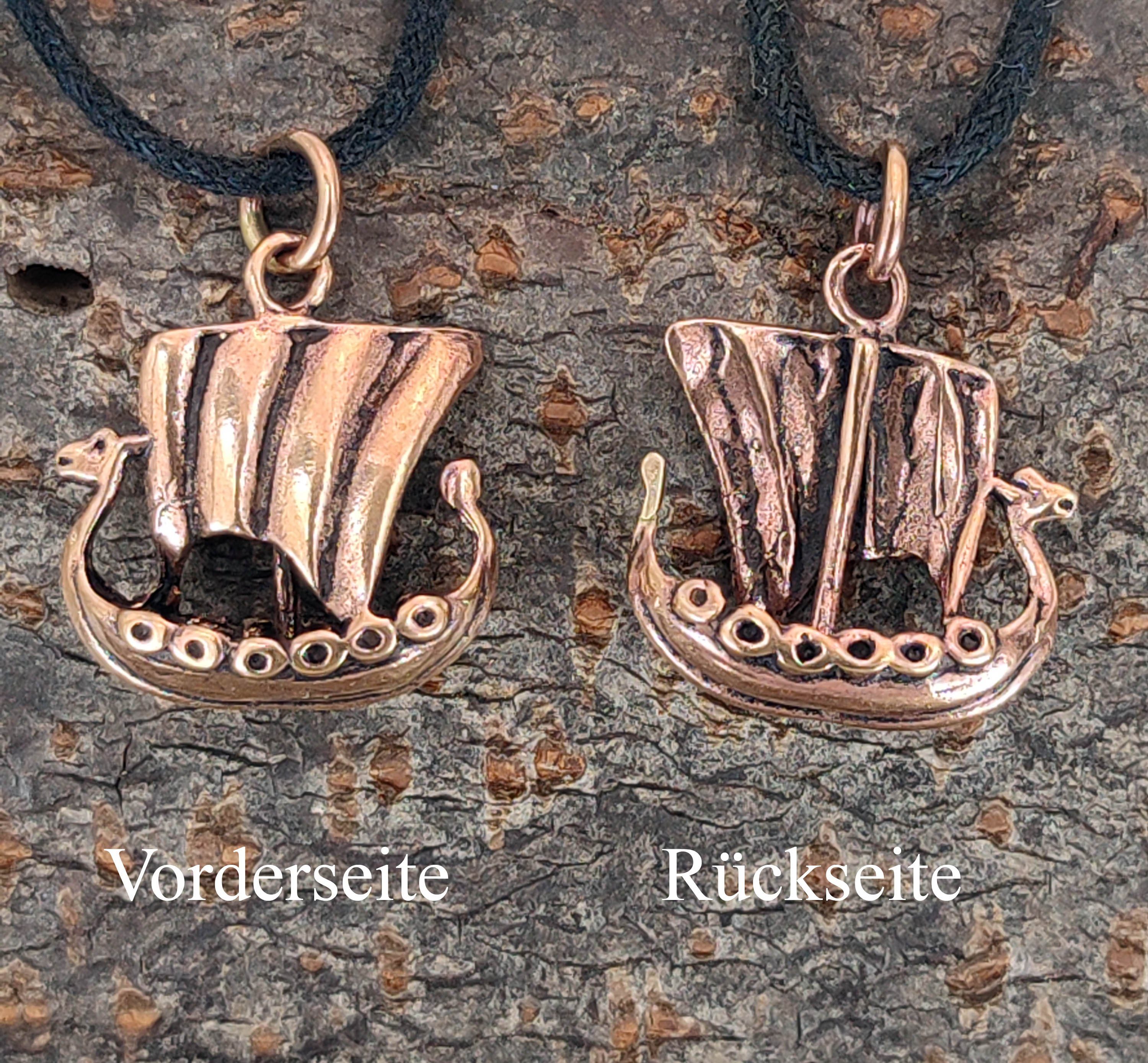 Wikinger Leather Anhänger Kettenanhänger Wikingerschiff Bronze Kiss Schiff of Mittelalter Boot Viking
