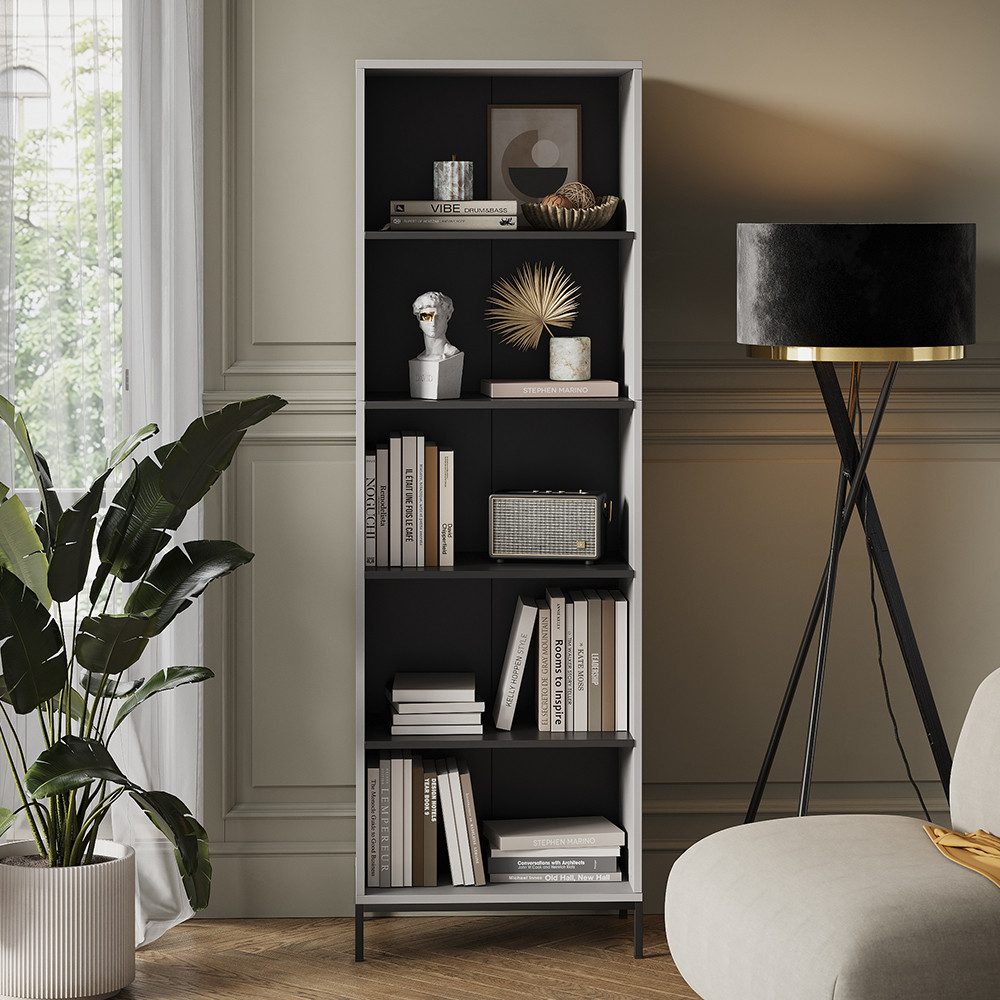 Vicco Bücherregal Eliza, Grau, 60 x 180 cm mit 5 Fächern, 1-tlg.