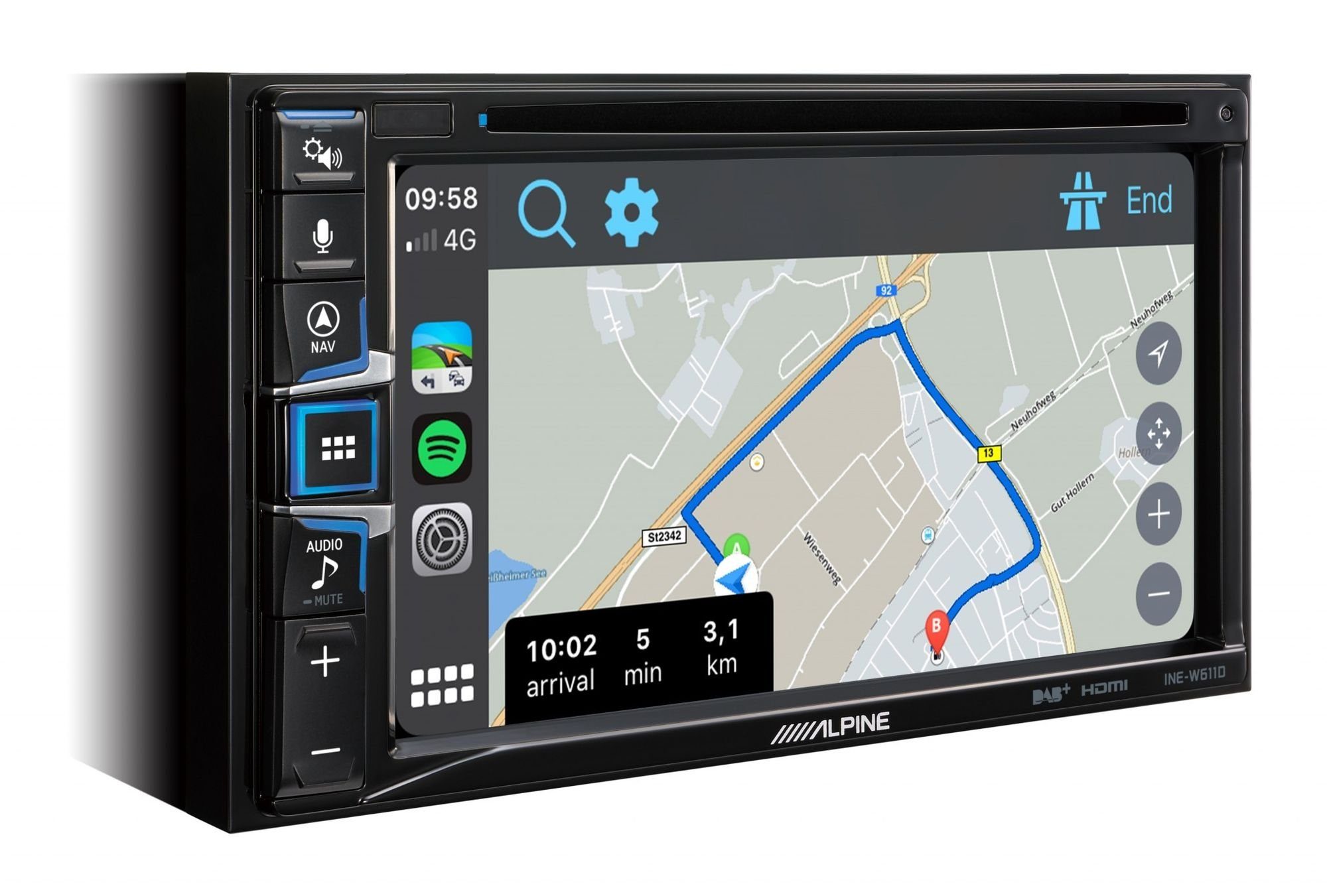 Play ALPINE Navigationssystem INE-W611D Android Apple Zoll Car 2-DIN 6,5 Autoradio