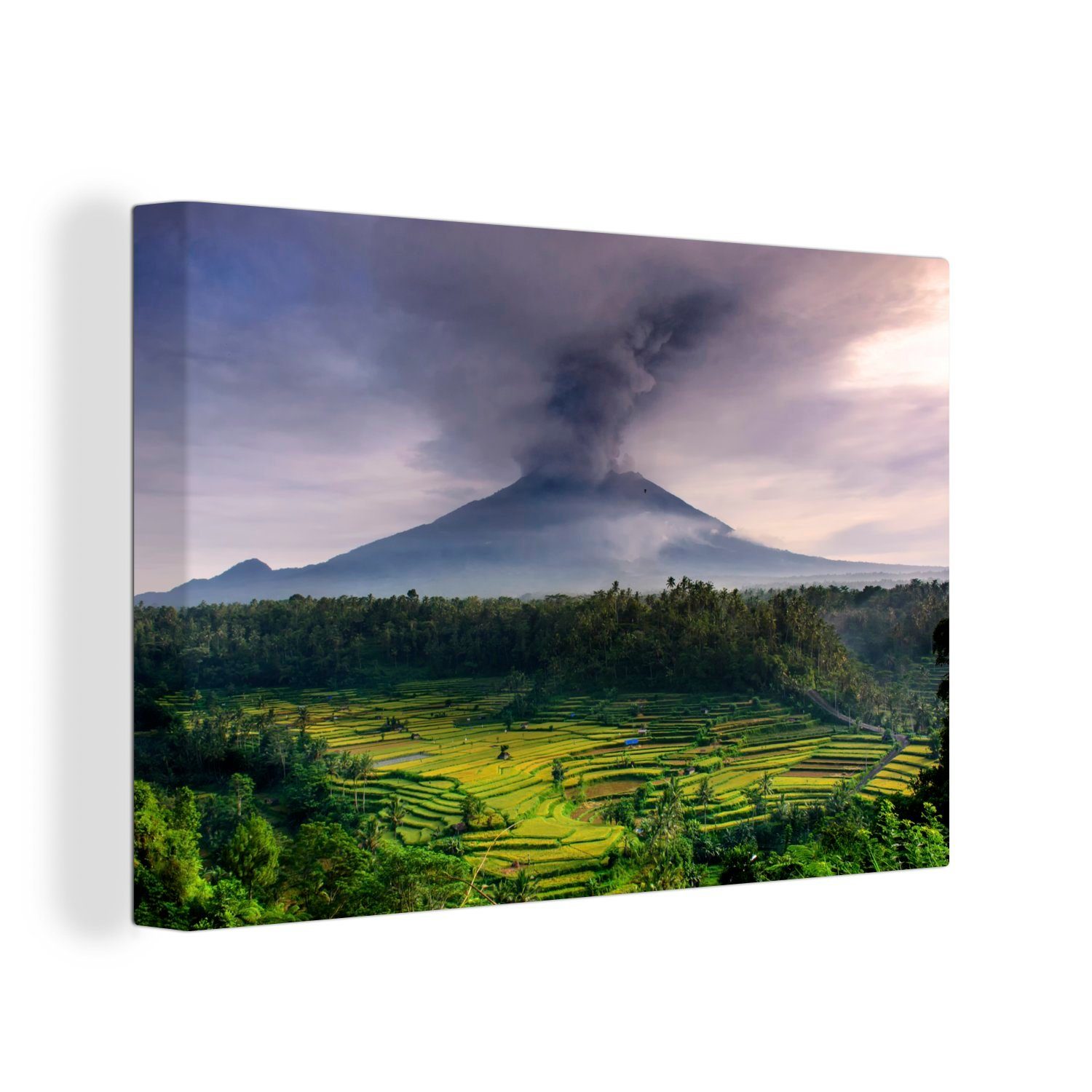 OneMillionCanvasses® Leinwandbild Vulkan Agung nach Ausbruch in Indonesien, (1 St), Wandbild Leinwandbilder, Aufhängefertig, Wanddeko, 30x20 cm