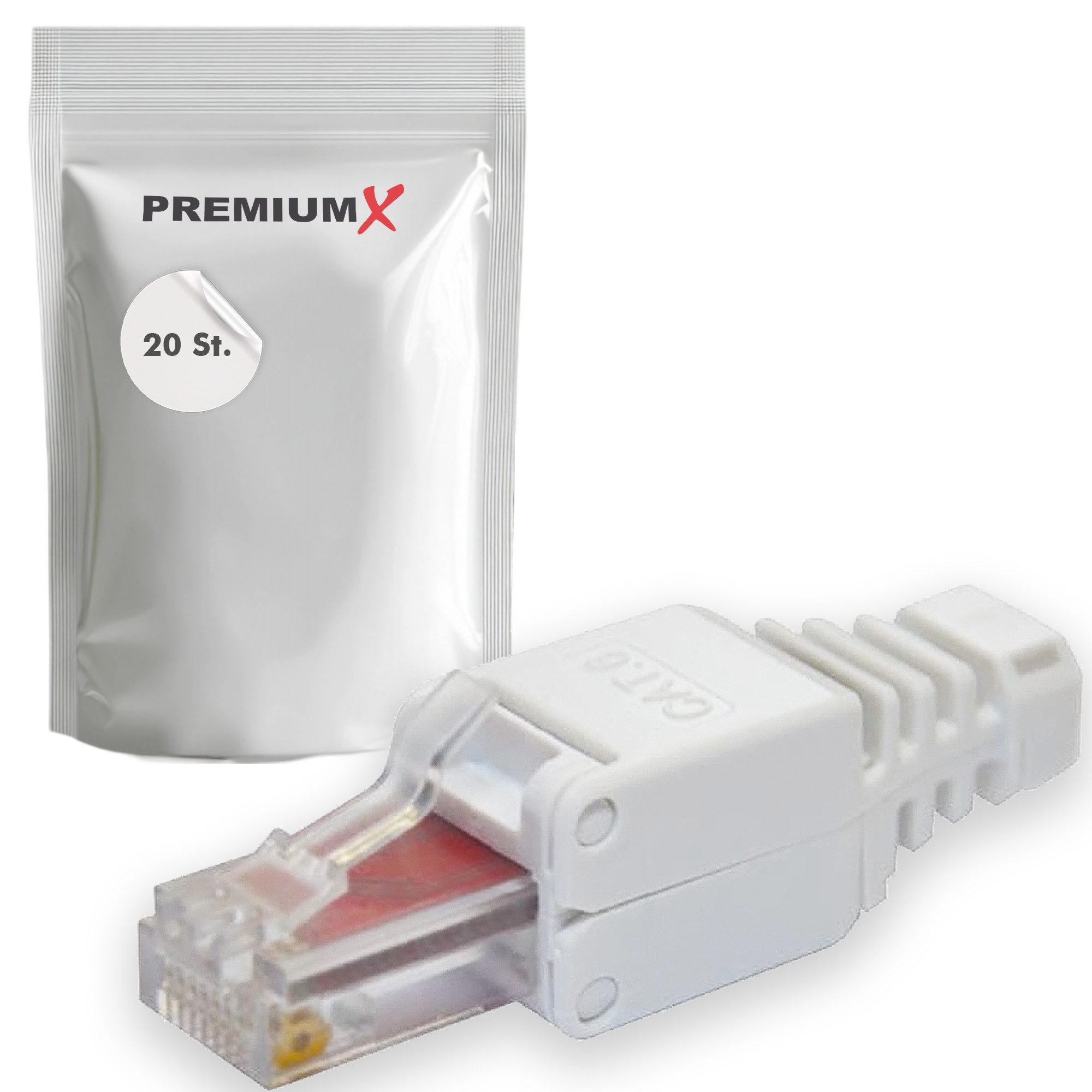20x CAT 6 Netzwerkstecker CAT6 CAT5e RJ45 werkzeuglos LAN PC Ethernet Netzwerk-Adapter