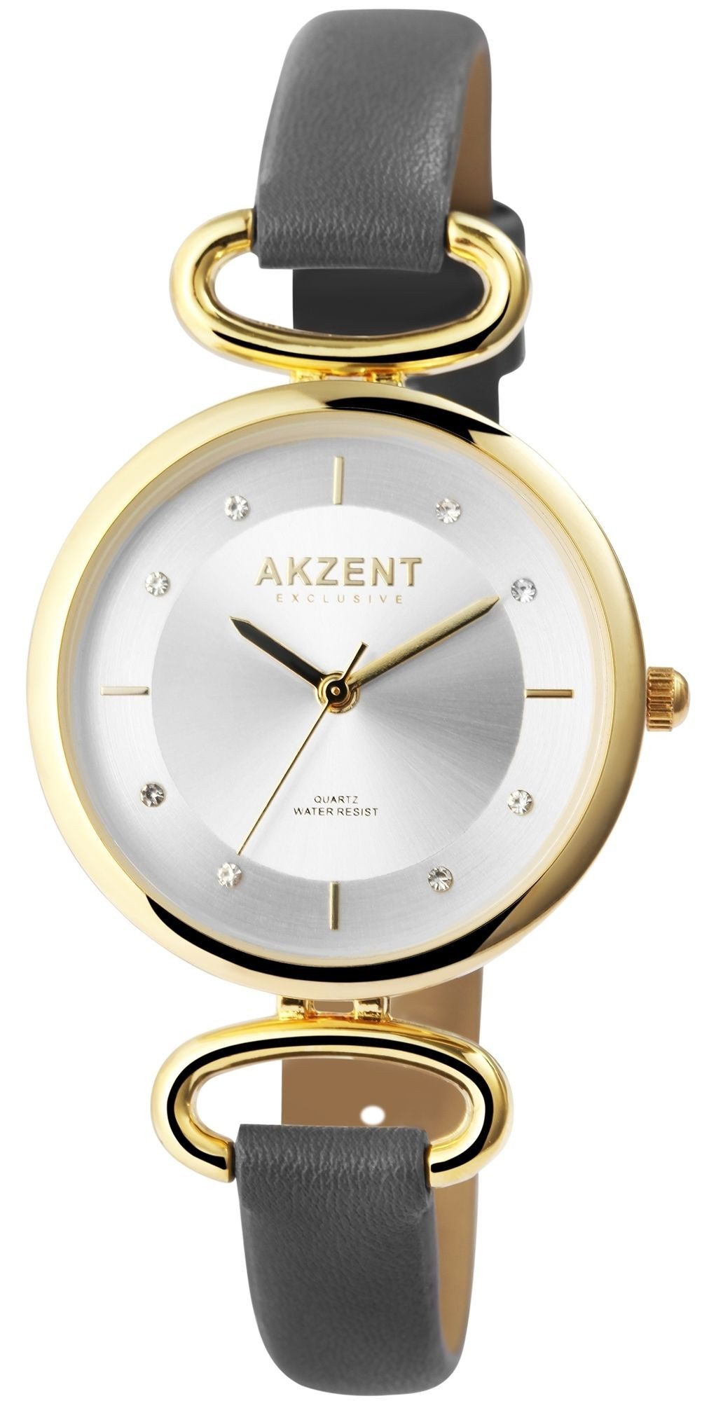 AKZENT Quarzuhr Malika Akzent Exclusive Damenarmbanduhr mit Lederimitationsband