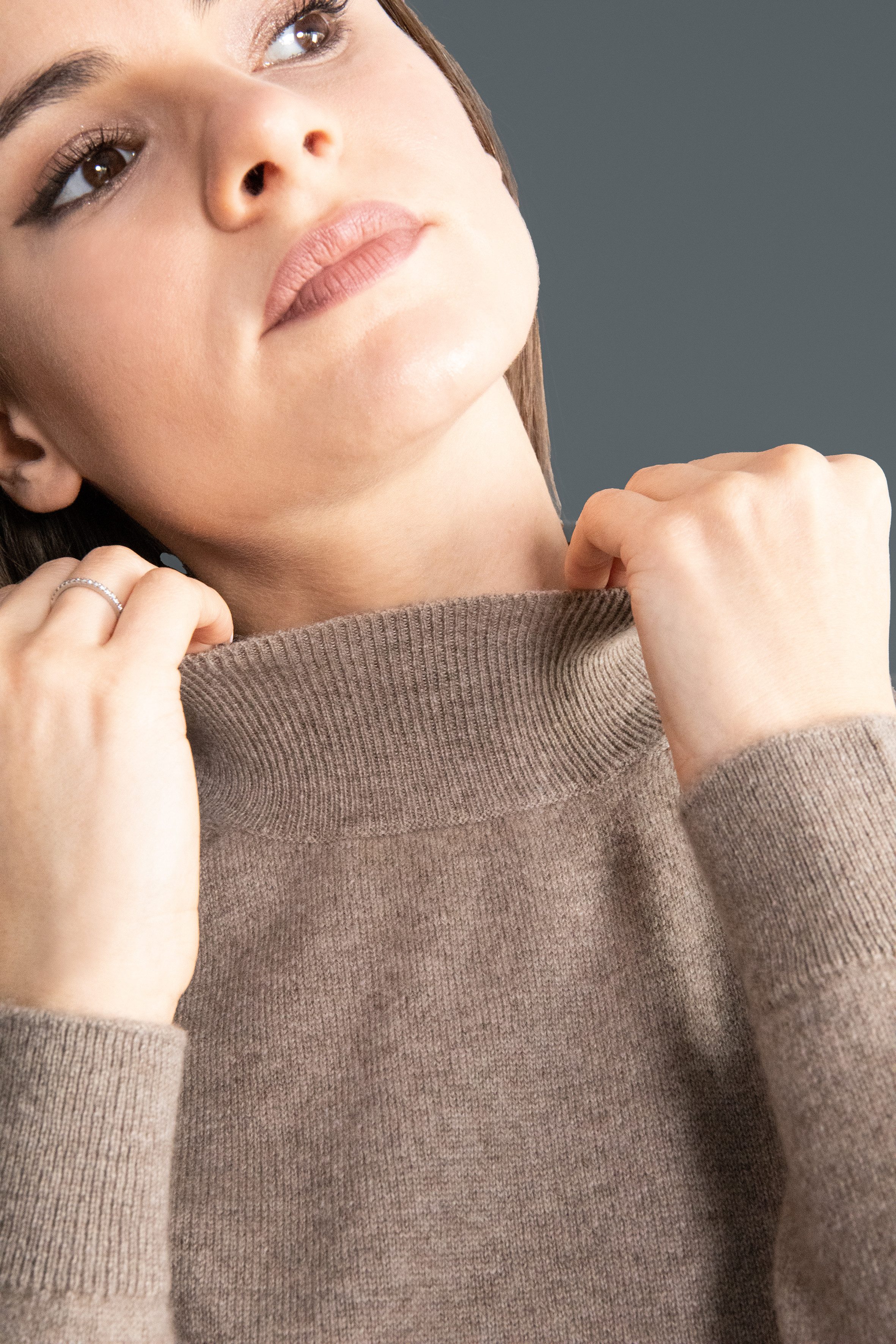 Ariun Kaschmirpullover Stillvoll mit Stehkragen günstig online kaufen