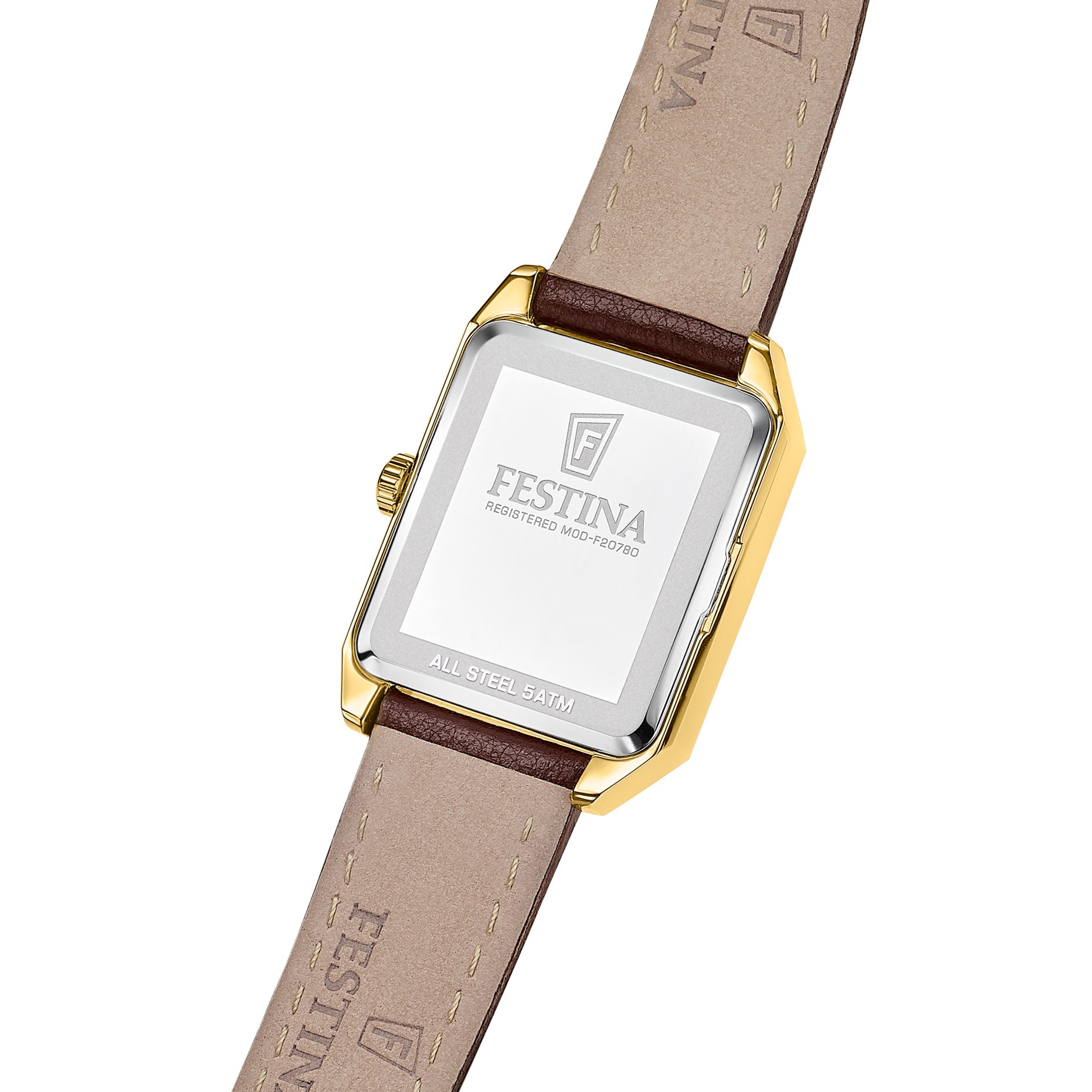 Festina Quarzuhr On the Square F20780_2, Armbanduhr, Damenuhr, Herrenuhr, Lederarmband, analog