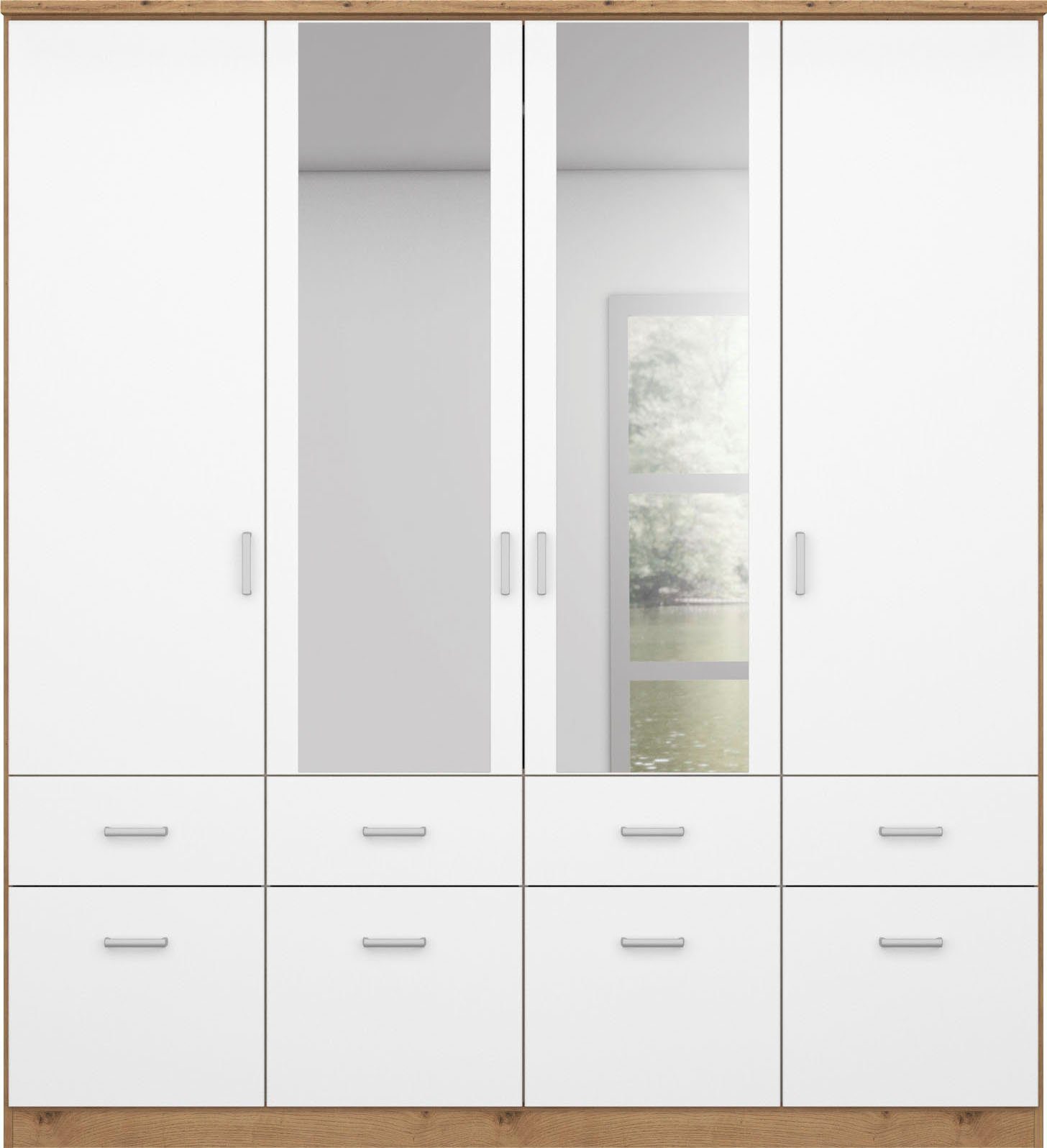 rauch Kleiderschrank Kleiderschrank Schrank Garderobe deckenhoher Schrank BREMEN (optional mit Spiegel, Breiten: 91/136/181 cm, Höhe: 199 cm) in vielen Farbvari – Bild 4 von 5