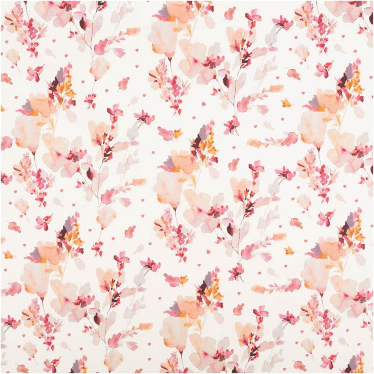 SCHÖNER LEBEN. Stoff Baumwollstoff Meterware Dekostoff Digital Aquarell Blumen weiß 1,40m, allergikergeeignet