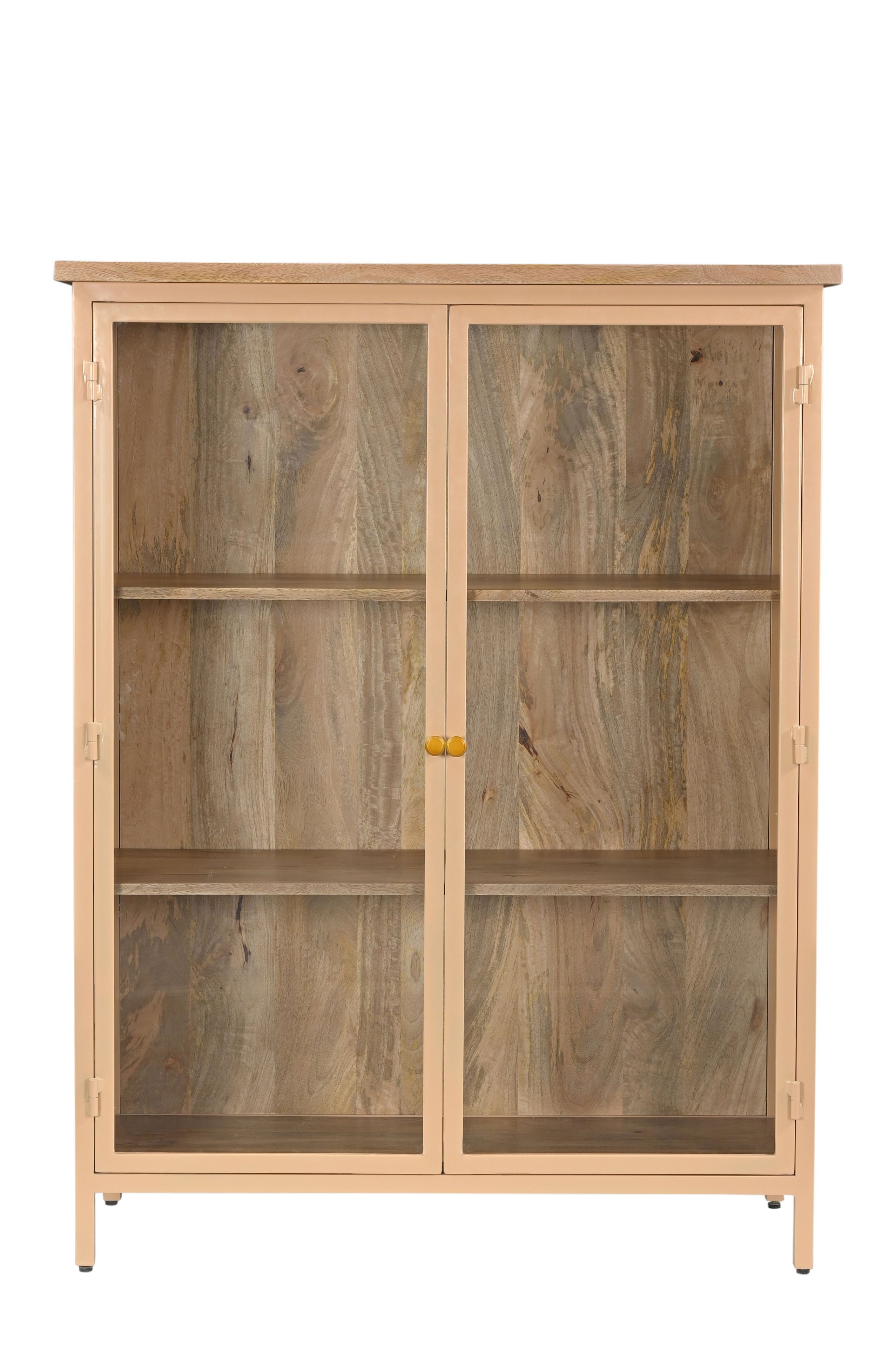 Vintagehaus Glasvitrine Landhaus Vitrine Provence Vintage Metallkorpus Holz 130cm