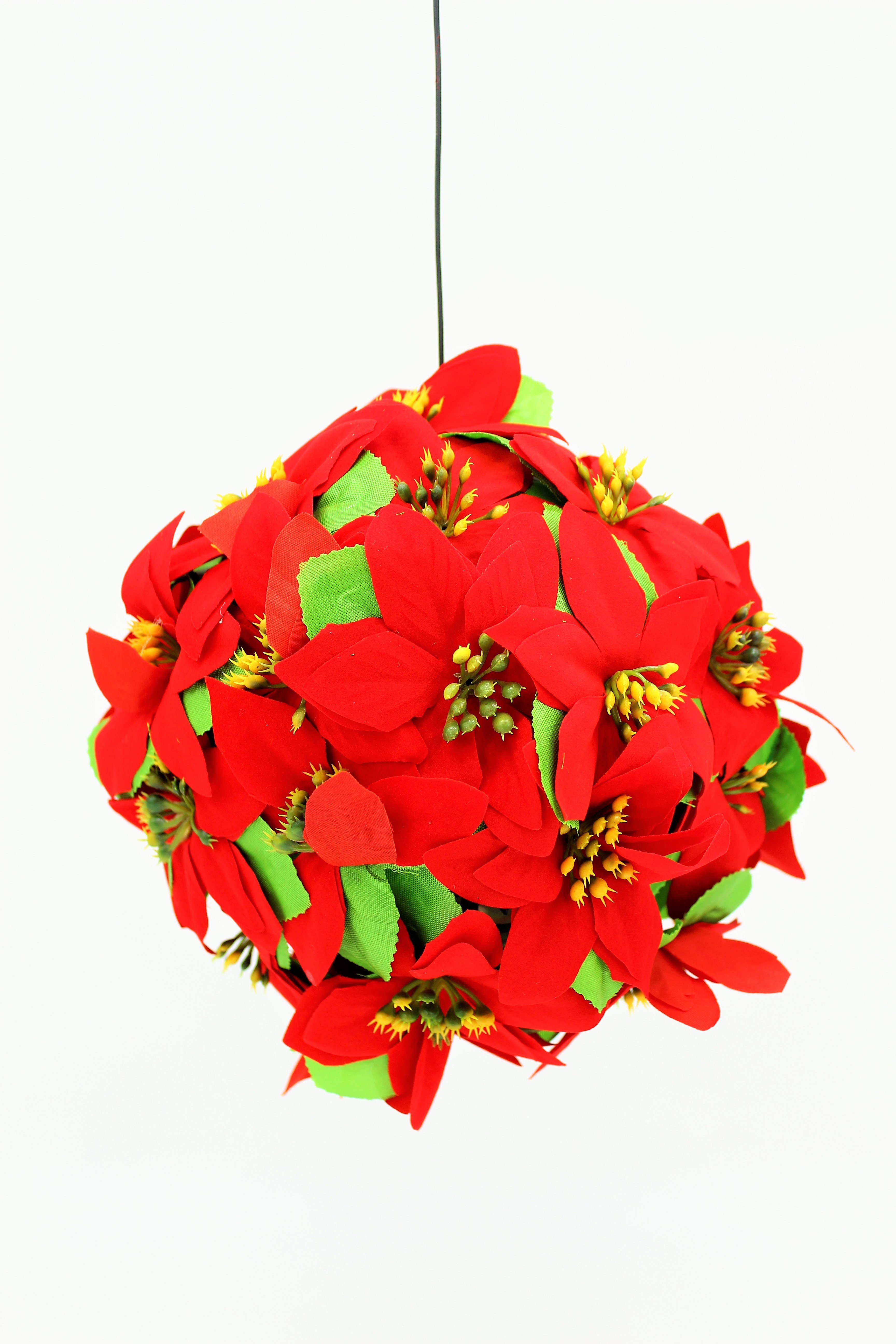 Kunstblume 21 international, Weihnachtsstern-Kugel, JOKA Mit Höhe Deko Aufhänge-Haken cm,