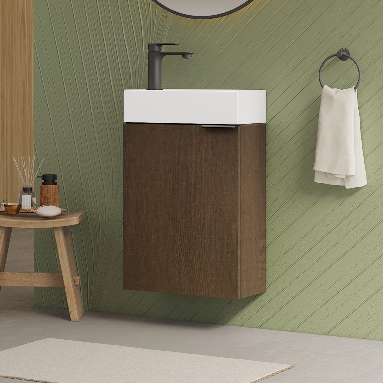 EMKE Badmöbel-Set Kompakter Badschrank mit Waschbecken günstig online kaufen