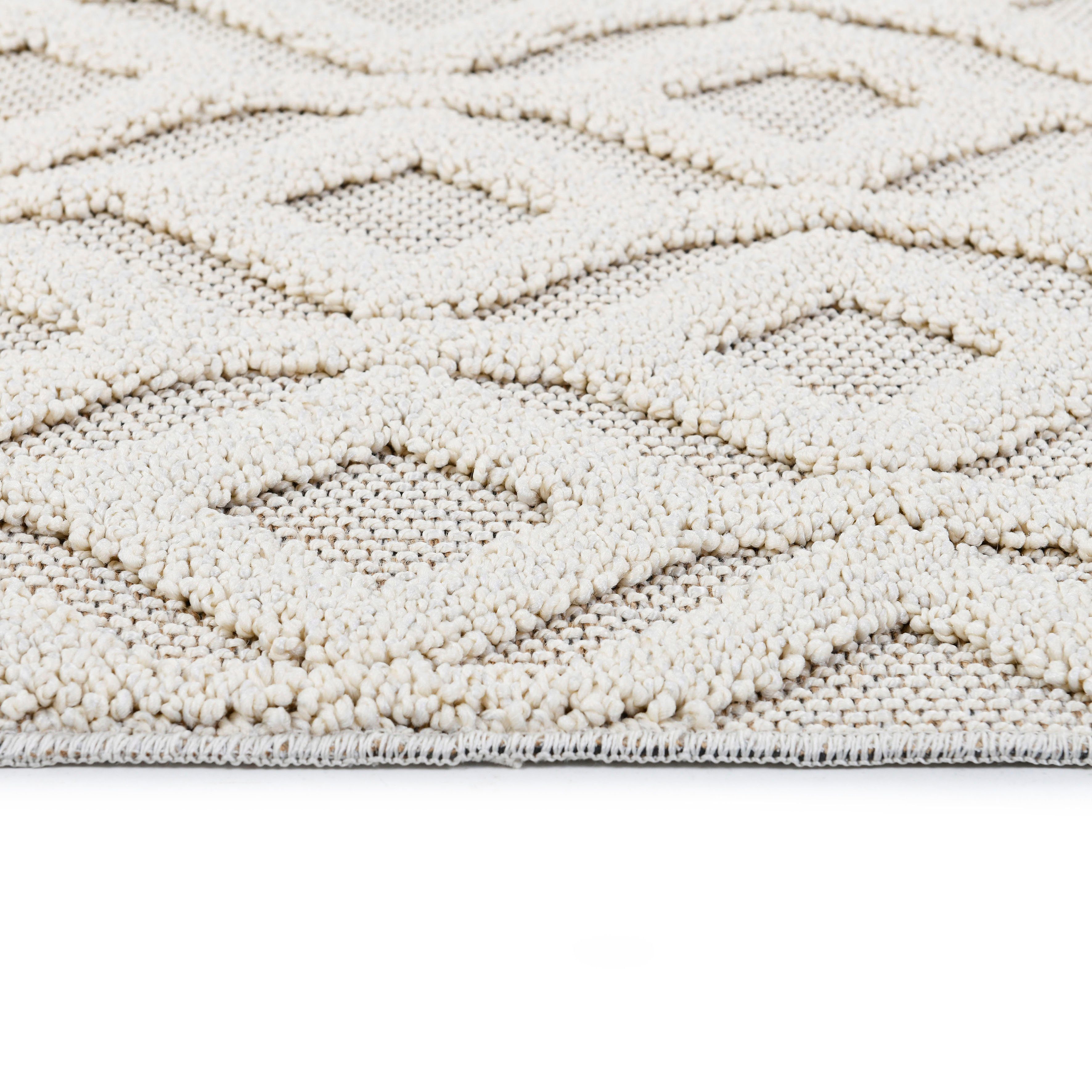 Teppich Mitch, Leonique, rechteckig, Höhe: Woll-Look, Fransen sand Hoch-Tief-Effekt, mit Boho-Stil, im 18 mm