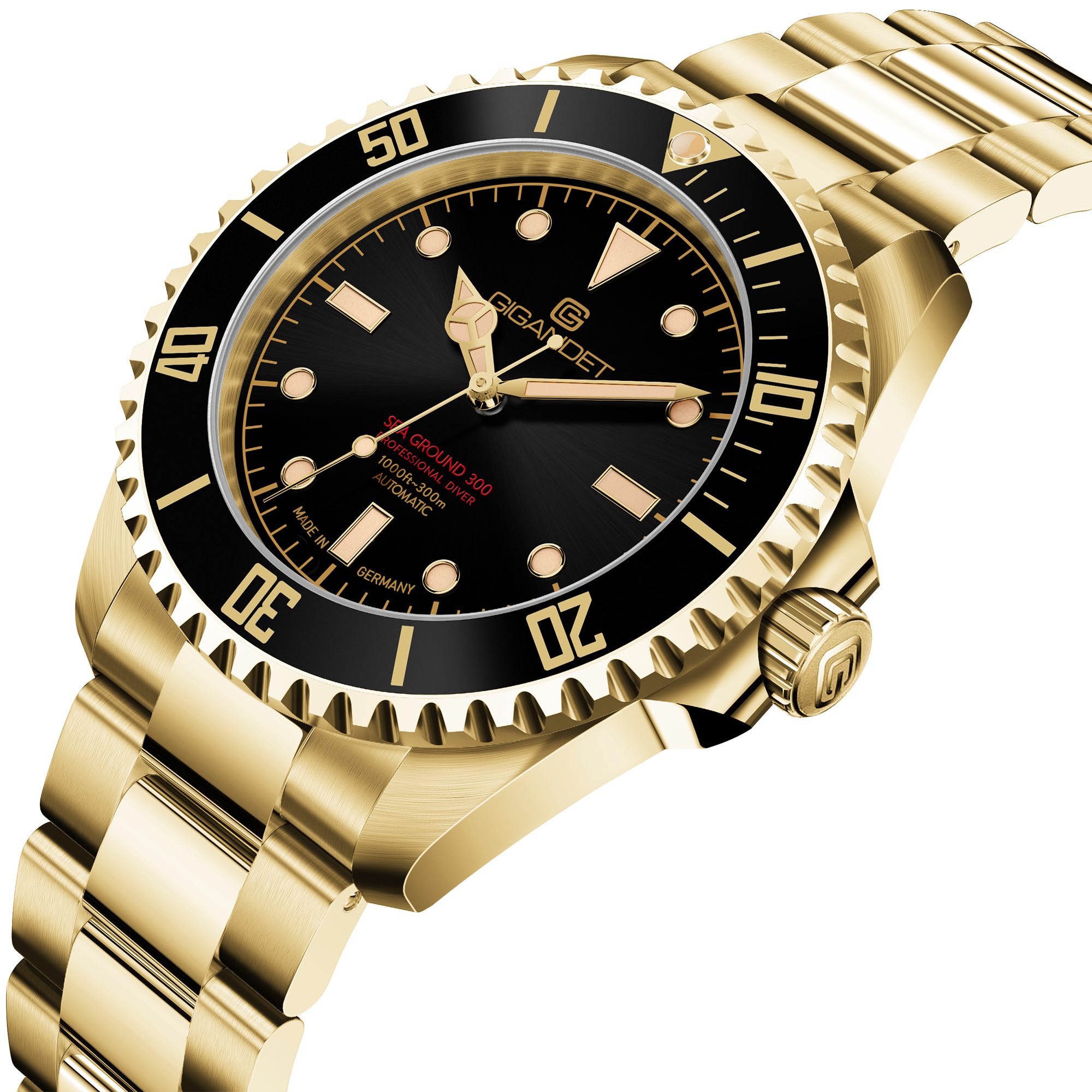 Gigandet Automatikuhr SEA GROUND 300 VINTAGE, Made in Germany, Saphirglas, Swiss SuperLuminova Old Radium