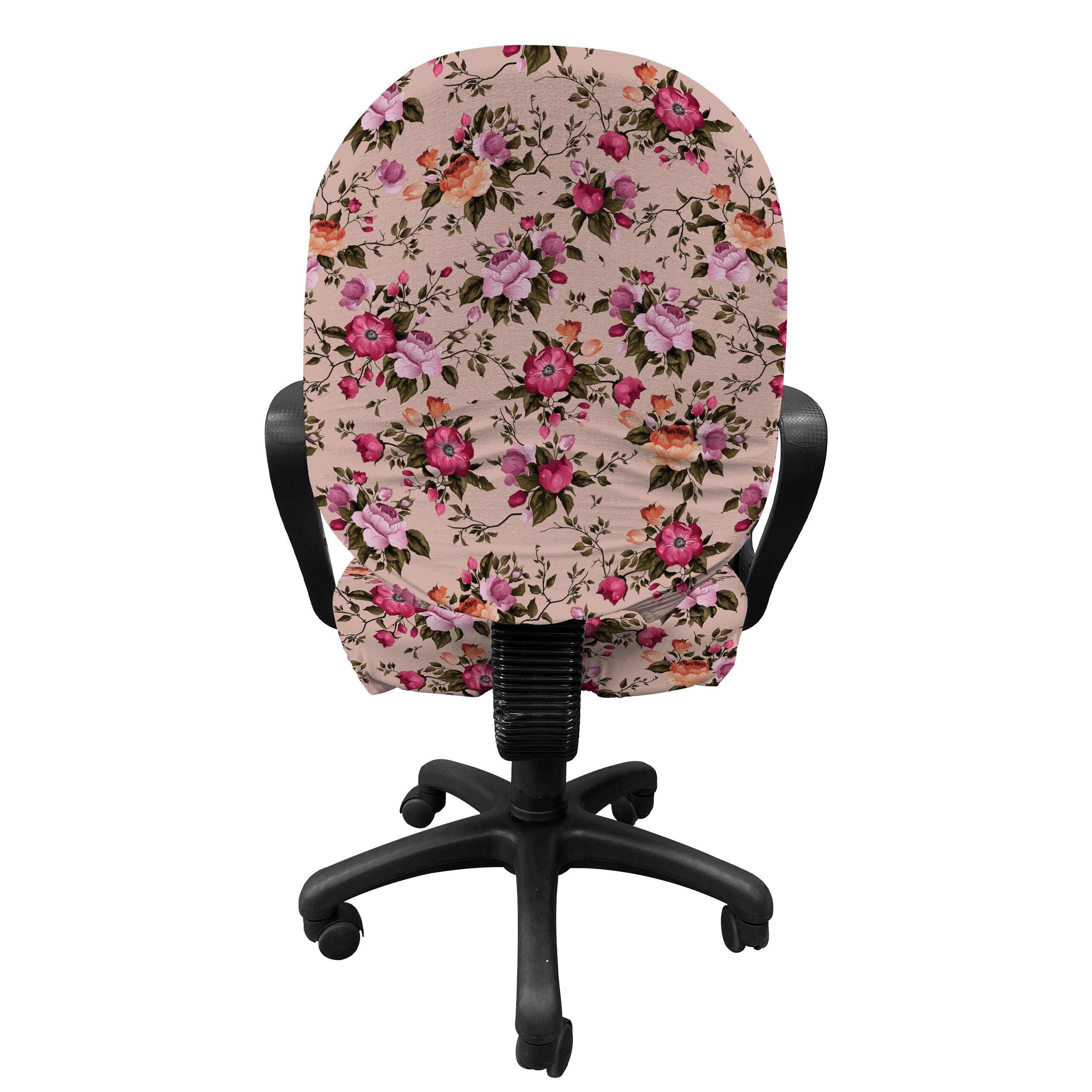 Rose Bürostuhlhusse aus Schutzhülle dekorative Stretchgewebe, Blume Abakuhaus, mit Blumenmuster