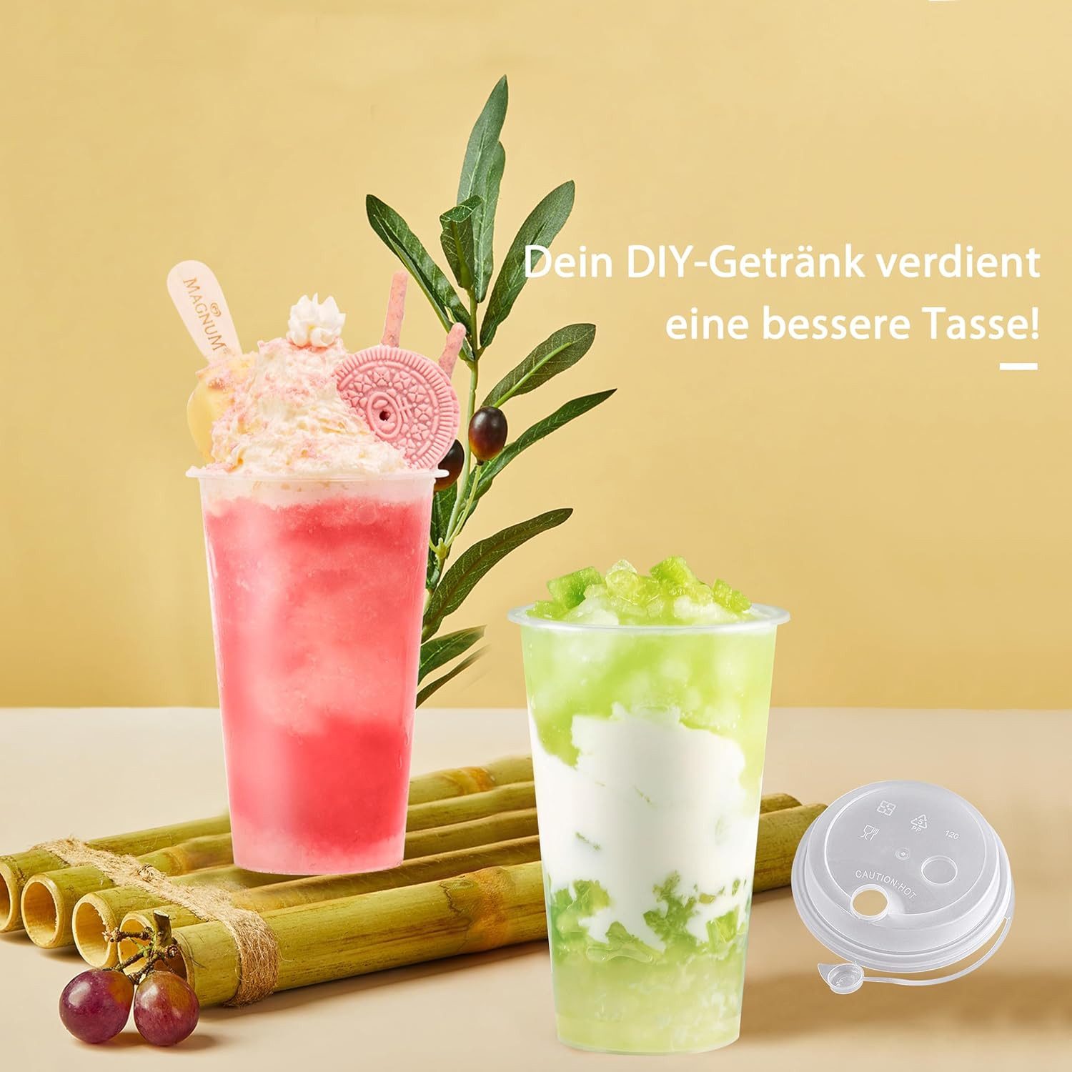 KingLux Mehrwegbecher 50 Stück 500ml Partybecher Set mit Deckel für Getränke und Events, Polypropylen, (50-tlg., 50stk.Partybecher Set), mit Deckel