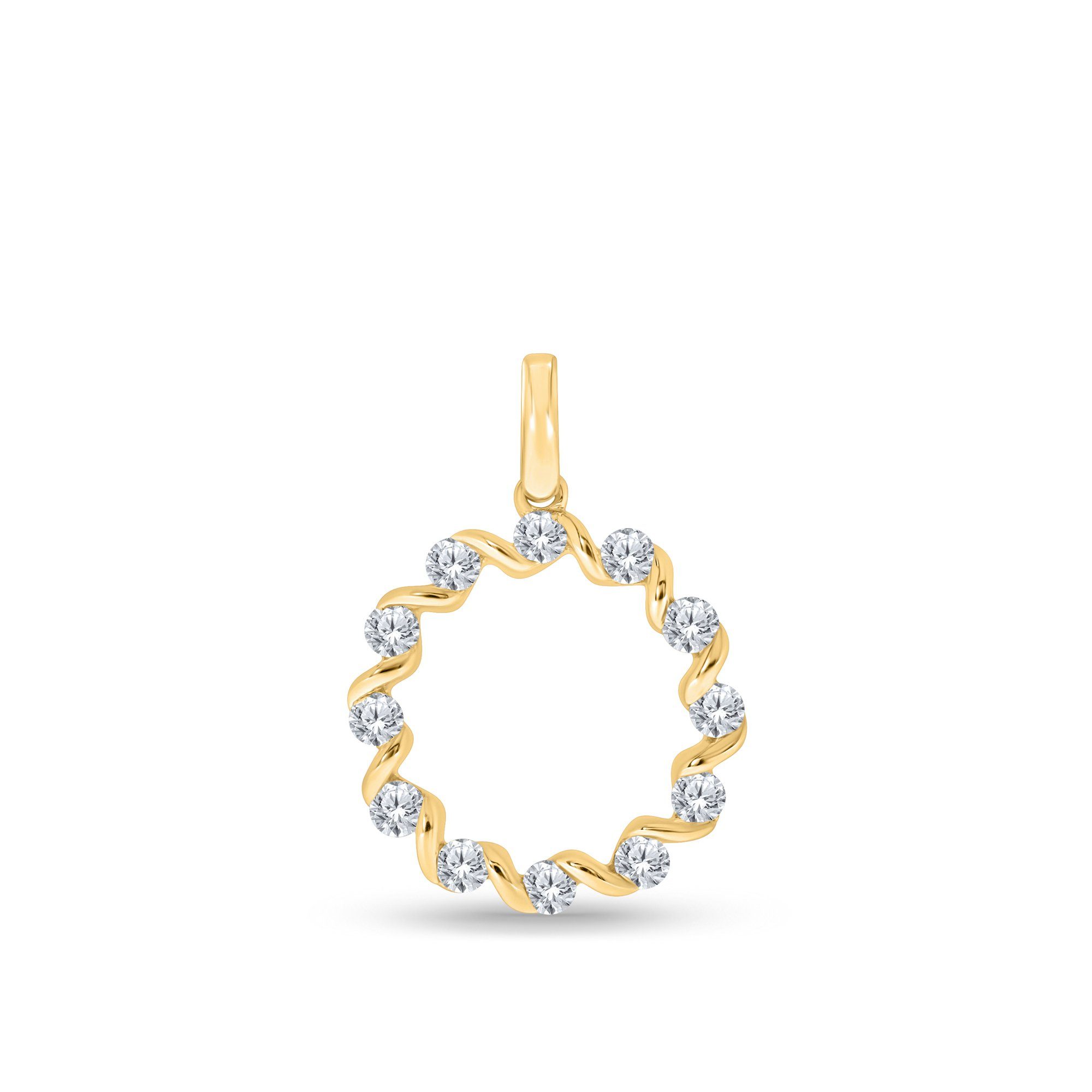 Stella-Jewellery Collier 585er Gelbgold Anhänger 12 Diamanten ca. 0,12 ct.  (inkl. Etui), Diamanten Kreuz Brillant