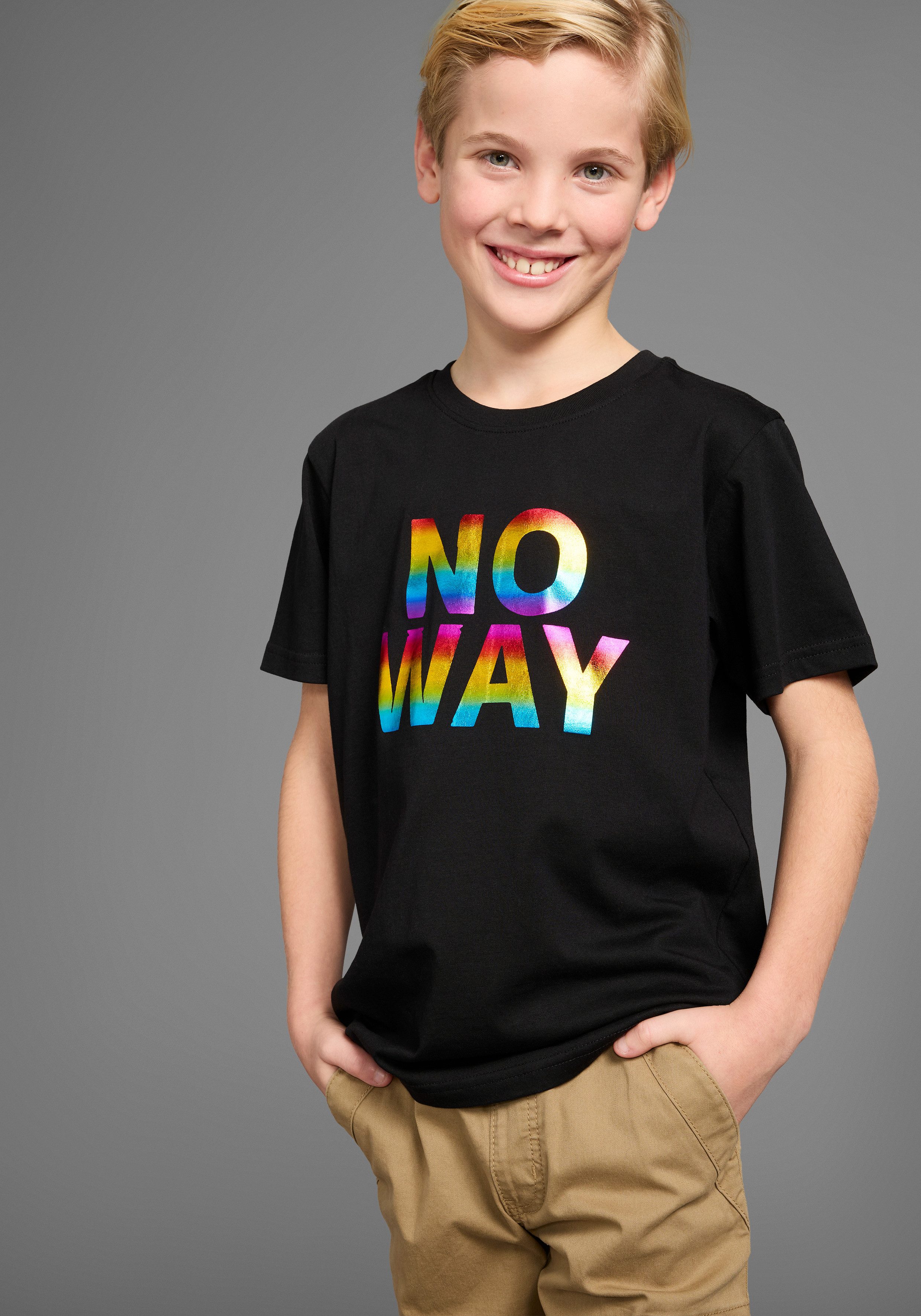 KIDSWORLD T-Shirt Sprücheshirt: NO WAY mit coolem Foliendruck