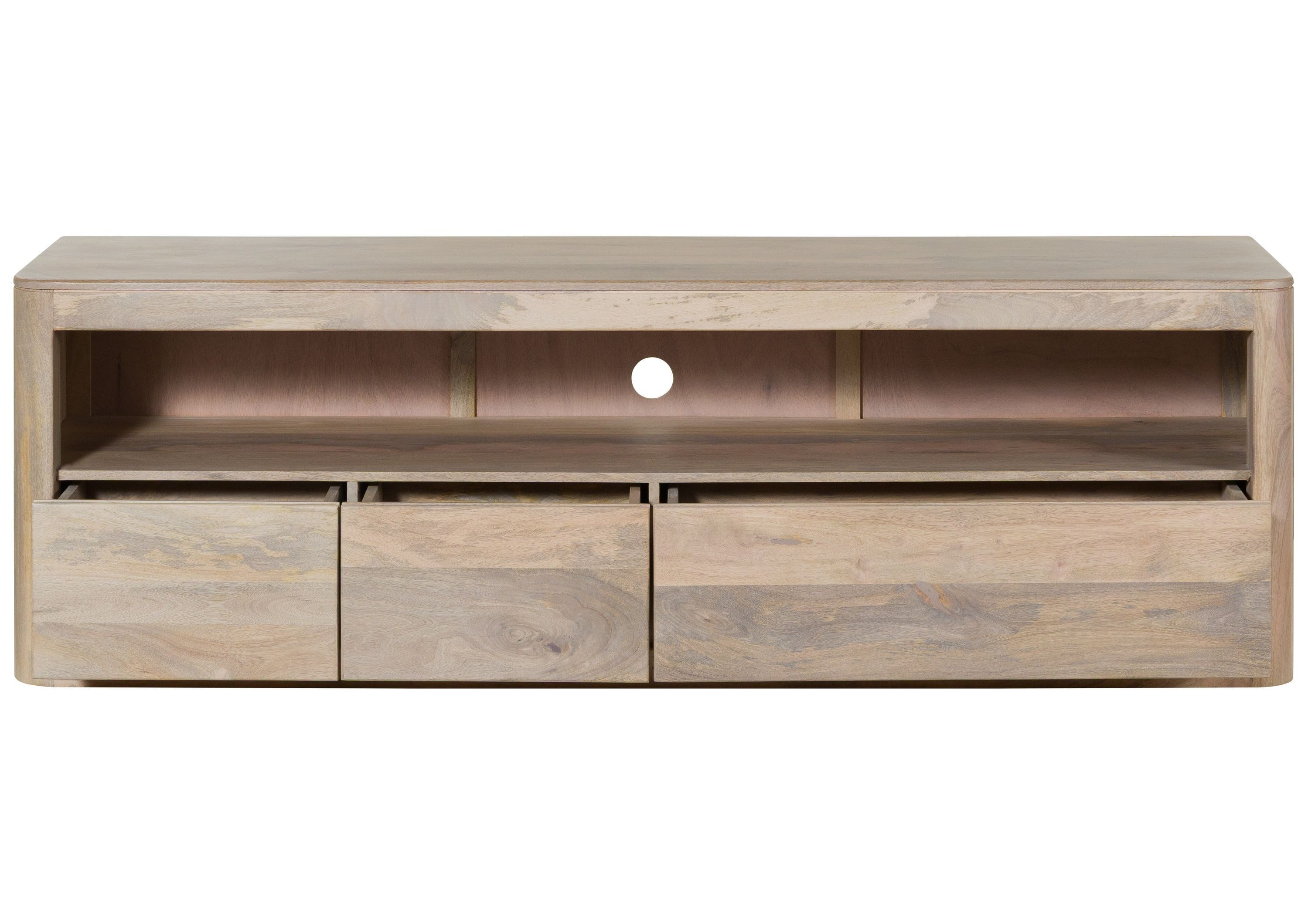 Massivmoebel24 TV-Board TORONTO (Massivholz), Mango 190x50x60 weiß lackiert TORONTO #347