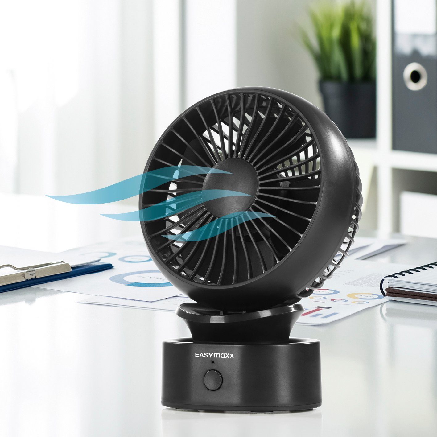 EASYmaxx Standventilator Akku-Tischventilator - kabellos & per USB ladbar
