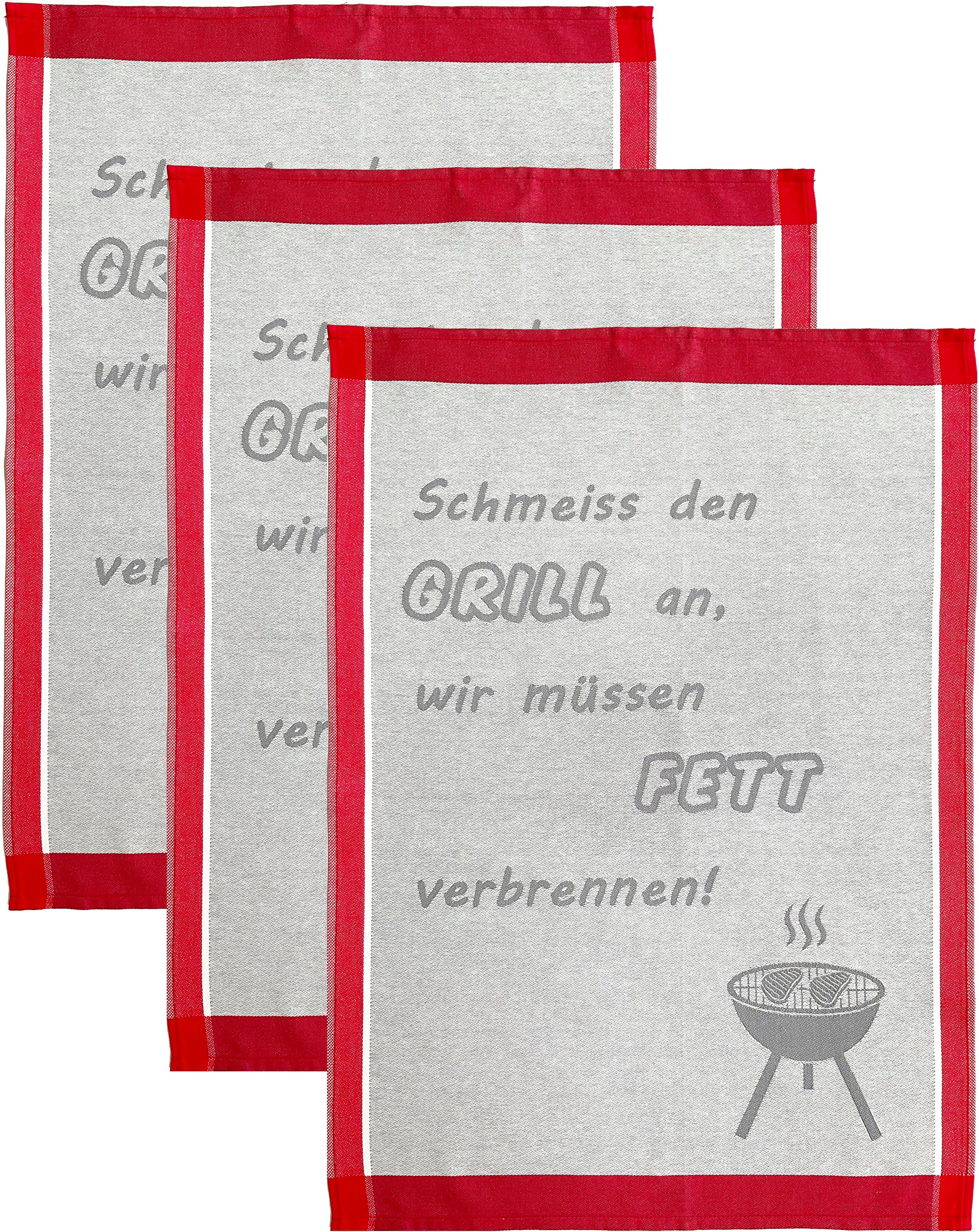 ROSS Geschirrtuch Schmeiss den Grill an, wir müssen Fett verbrennen, (Set, günstig online kaufen