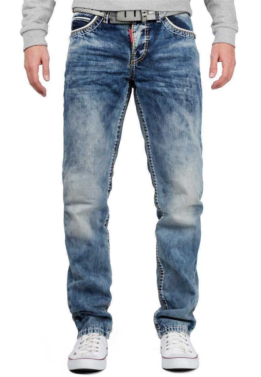 Cipo & Baxx Regular-fit-Jeans Hose BA-CD148 mit dicken Kontrastnähten im Casual Look