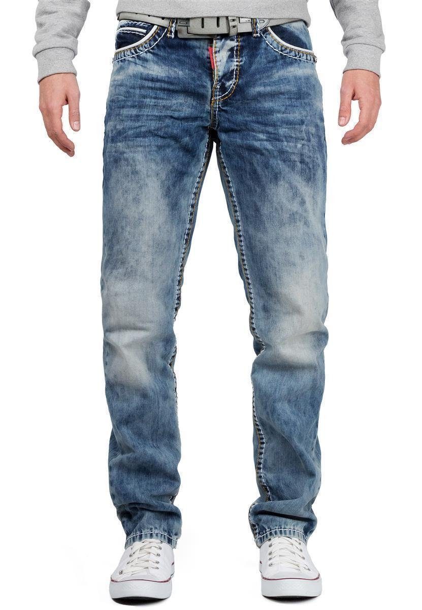 Cipo & Baxx Regular-fit-Jeans Herren Regular Fit Jeans Stonewashed BA-CD148 günstig online kaufen