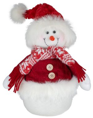 Christmas Paradise Weihnachtsfigur Schneemann 35cm (48cm) (Dekofiguren, 2 St., im Set), Doppelpack, 2 Designs, Rot-Weiß, Weihnachtsdeko