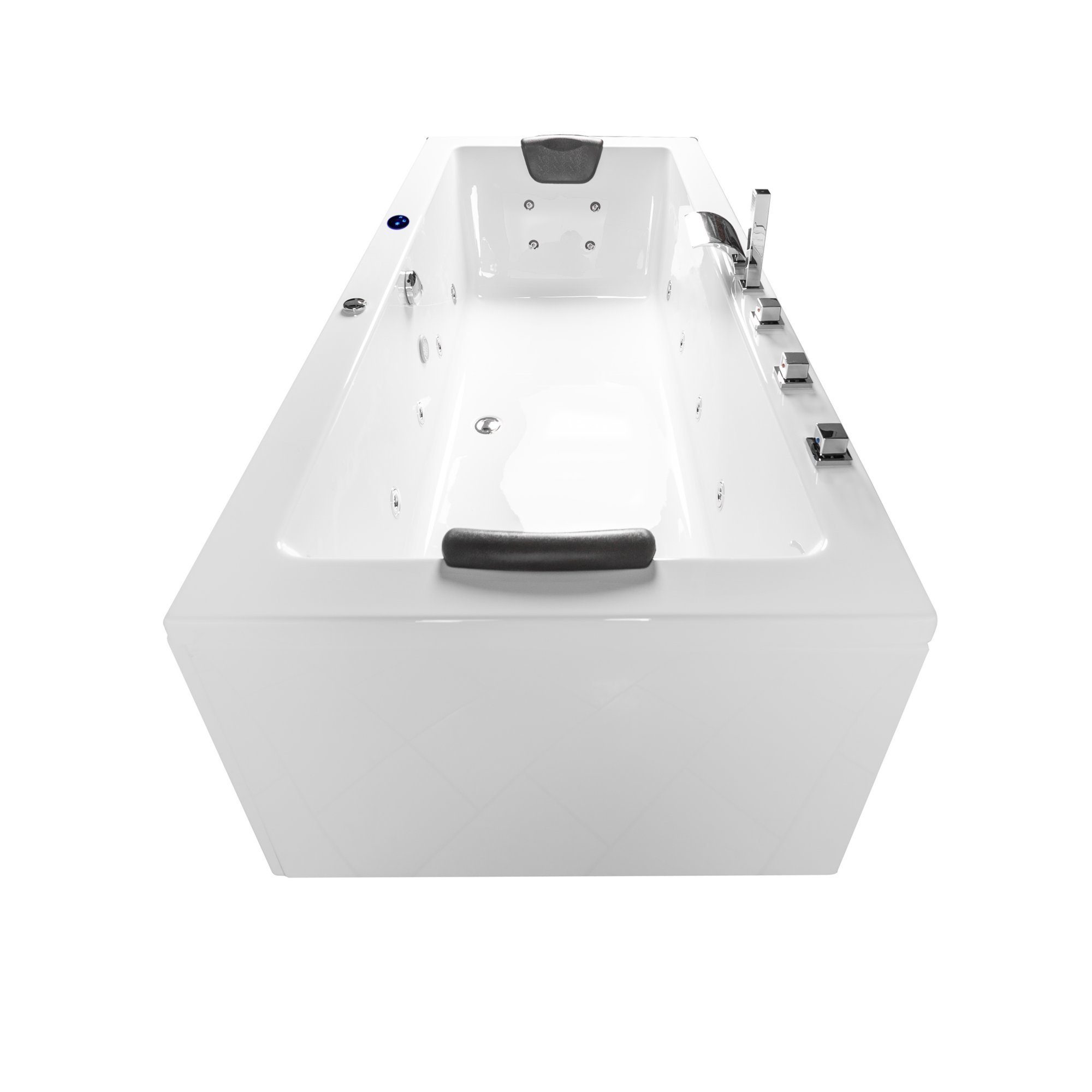 Basera® Whirlpool-Badewanne BASIC Indoor Whirlpool Badewanne Naxos 140 x 75 cm, (Komplett-Set), mit 16 Massagedüsen, Wasserfall, LED