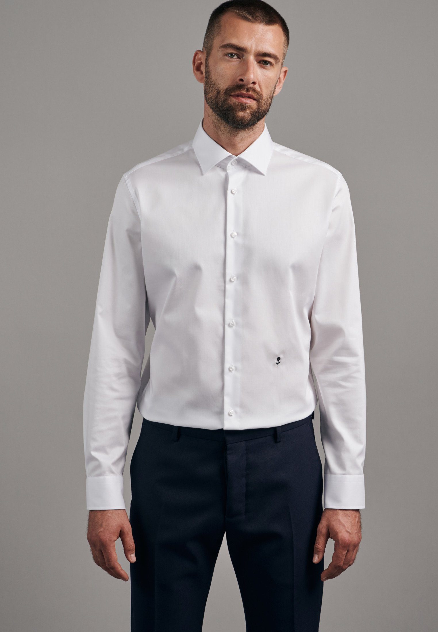 seidensticker Businesshemd Slim Slim Langarm Kentkragen Uni Weiß (01) | Klassische Hemden