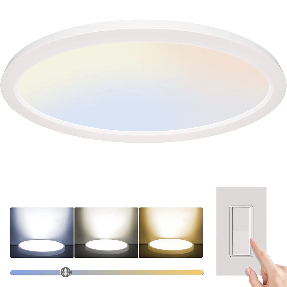 LMaxhome LED Deckenleuchte Ø23/30/40/50CM, Dimmbar Runde Ultra Dünn Deckenlampe 3 Farbtemperatur, 1 St., 24W~48W, 3000k/4000k/5000k, Memory …