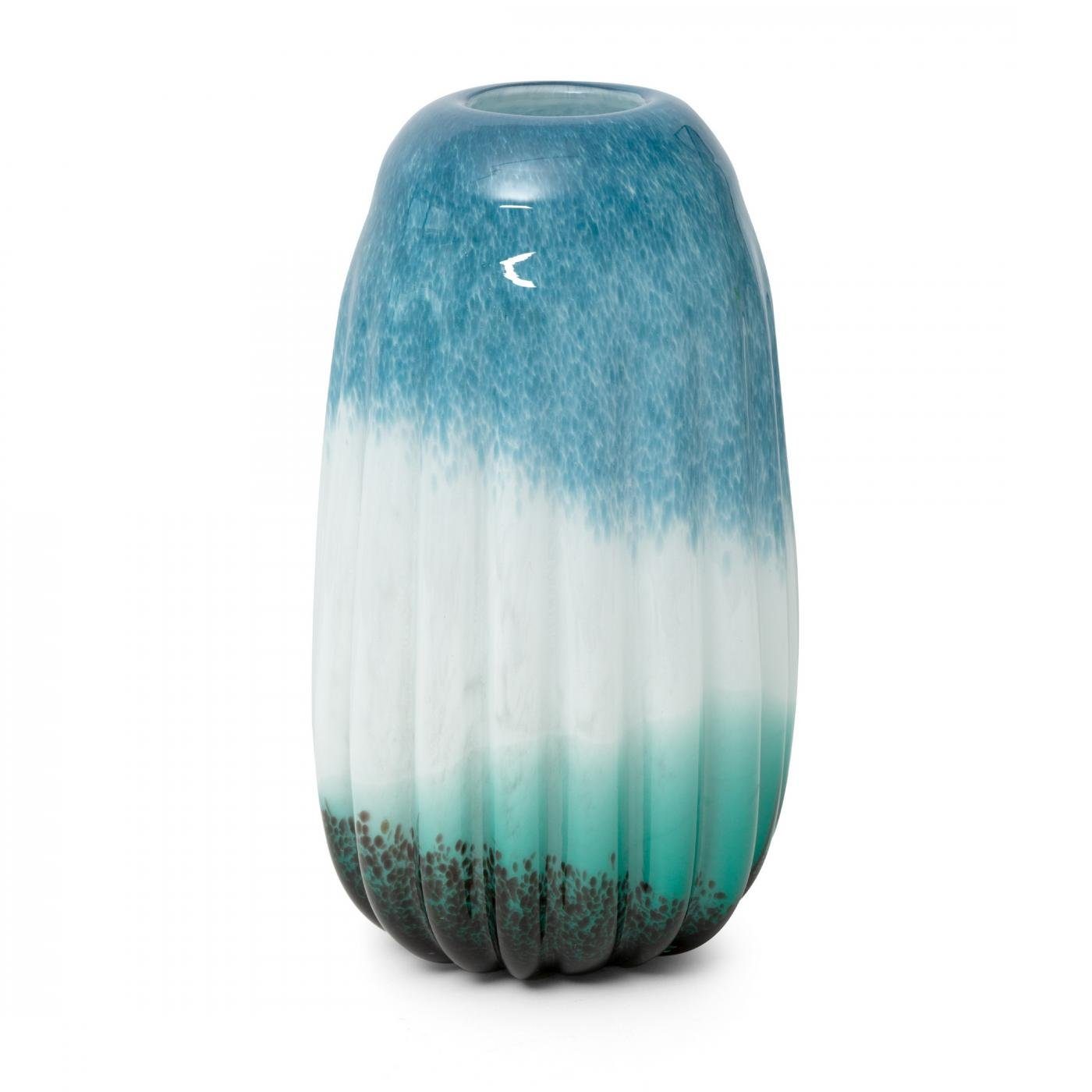 Eurofirany Tischvase Türkisweiß Größe oder getöntem DAKOTA-Vase, Vase), Vase, Blau 20x20x35, Kunstglas handgefertigt Farbe (1 dekorative aus