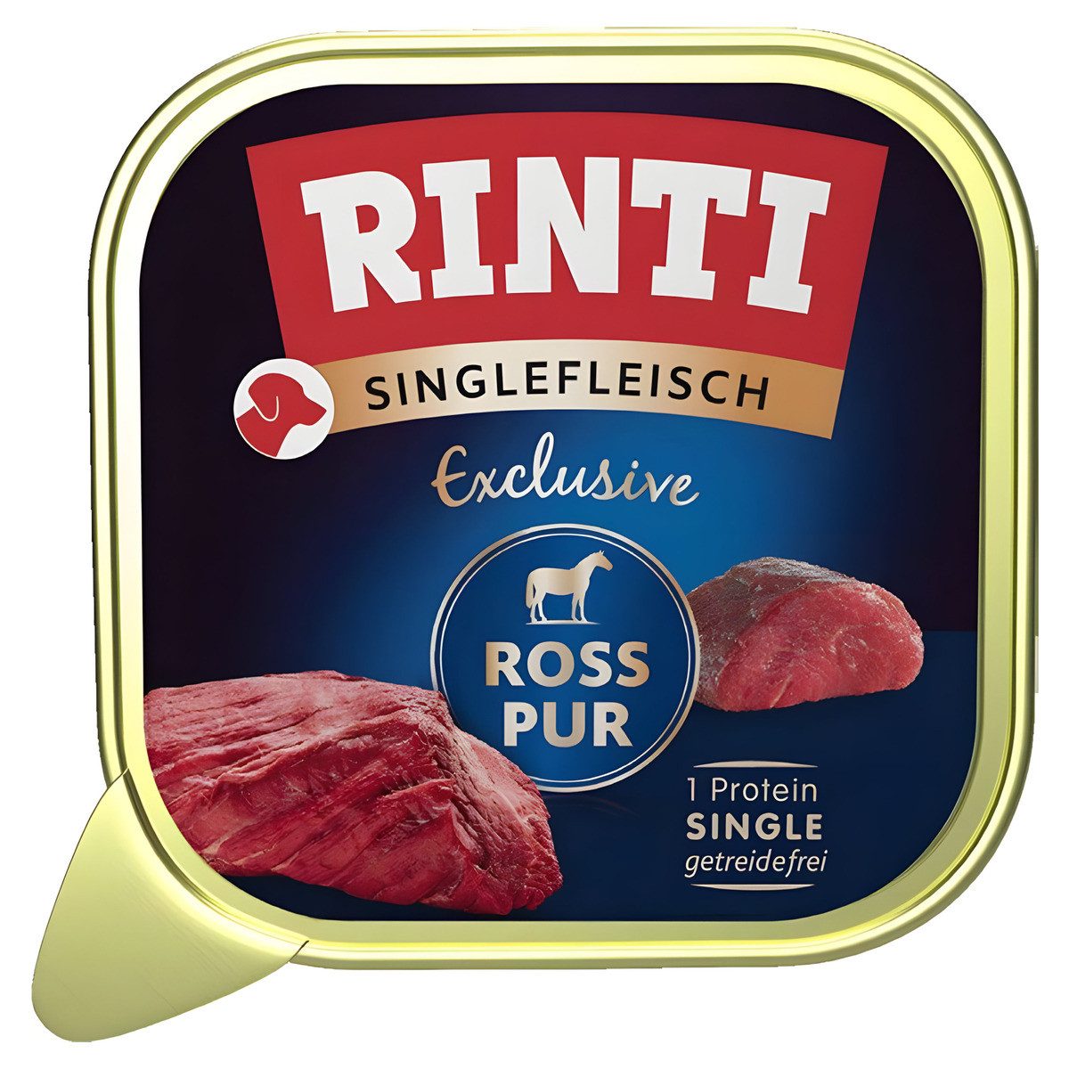Rinti Singlefleisch Exclusive Ross pur 150 g - 10 Stück, Nassfutter für: Hund