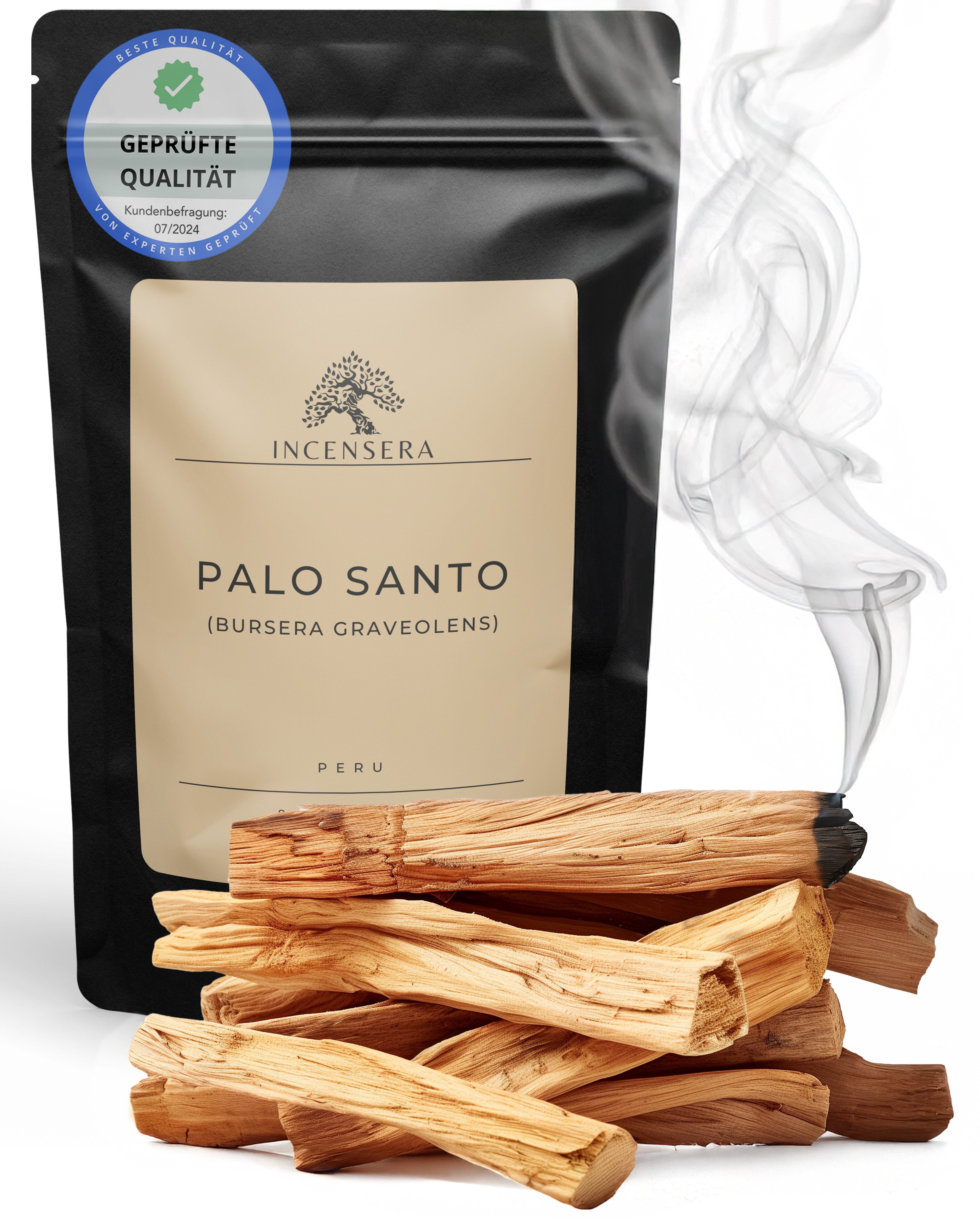 Incensera Räucherstäbchen-Halter Palo Santo Räucherholz - 8 Duftholz Sticks 10 cm für Ausräuchern Holz, (8 St), reines Palo Santo