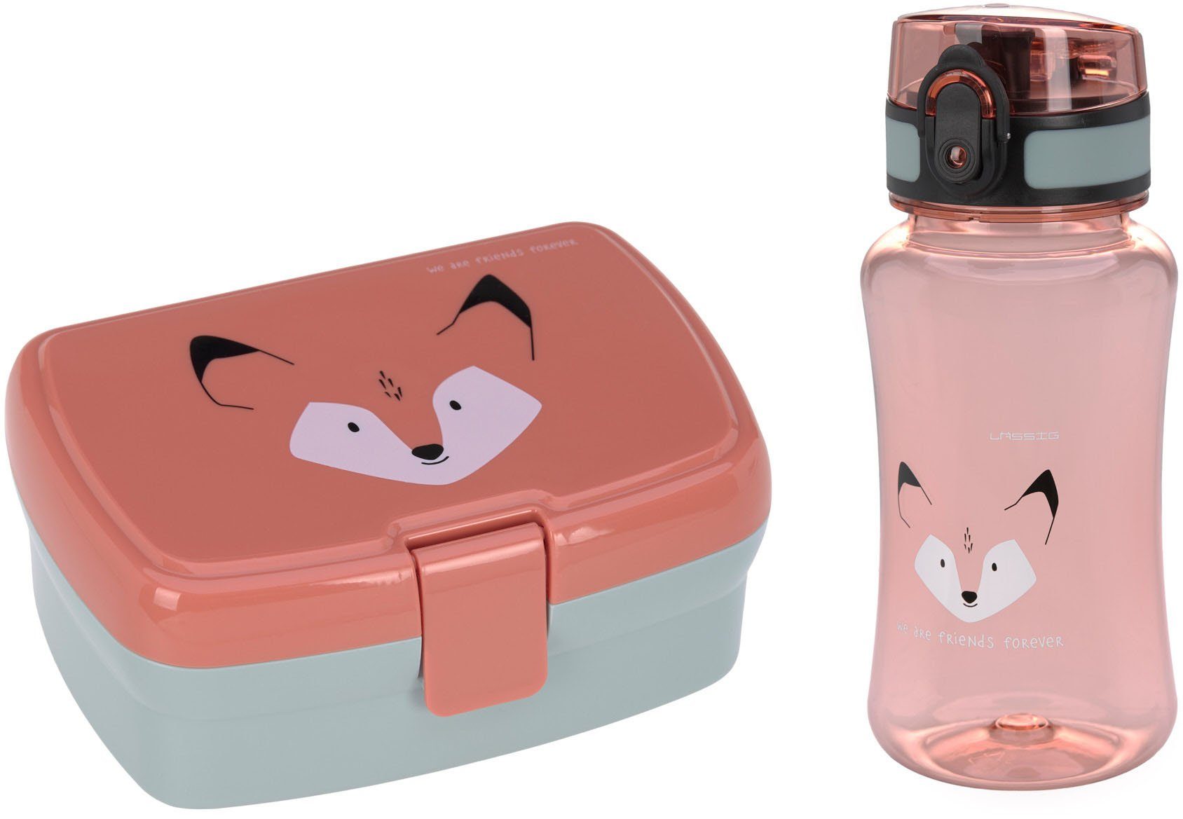 LÄSSIG Lunchbox About Friends, Fuchs, Polyprophylen (PP), Tritan, (Set, 2-tlg), mit Trinkflasche Fox