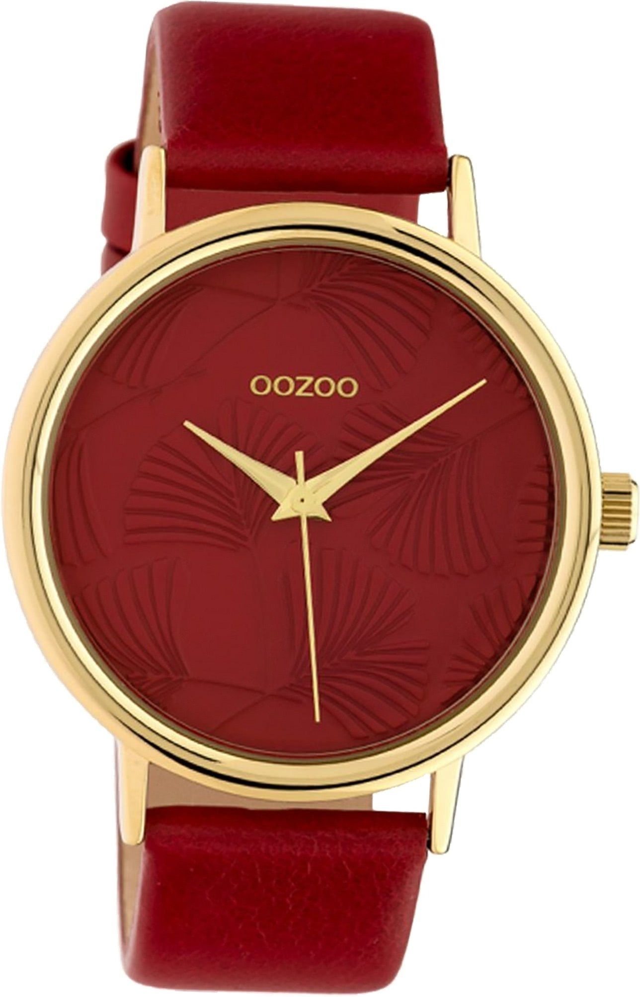 Damen Uhren OOZOO Quarzuhr D2UOC10393 Oozoo Leder Damen Uhr C10393 Analog, Damenuhr mit Lederarmband, rundes Gehäuse, groß (ca. 