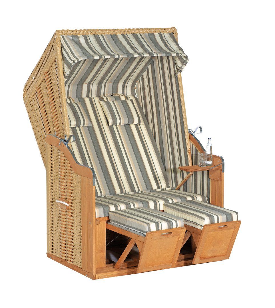 Strandkorb Rustikal 50 Gartenstrandkorb 2-Sitzer Kunststoffgeflecht Beige