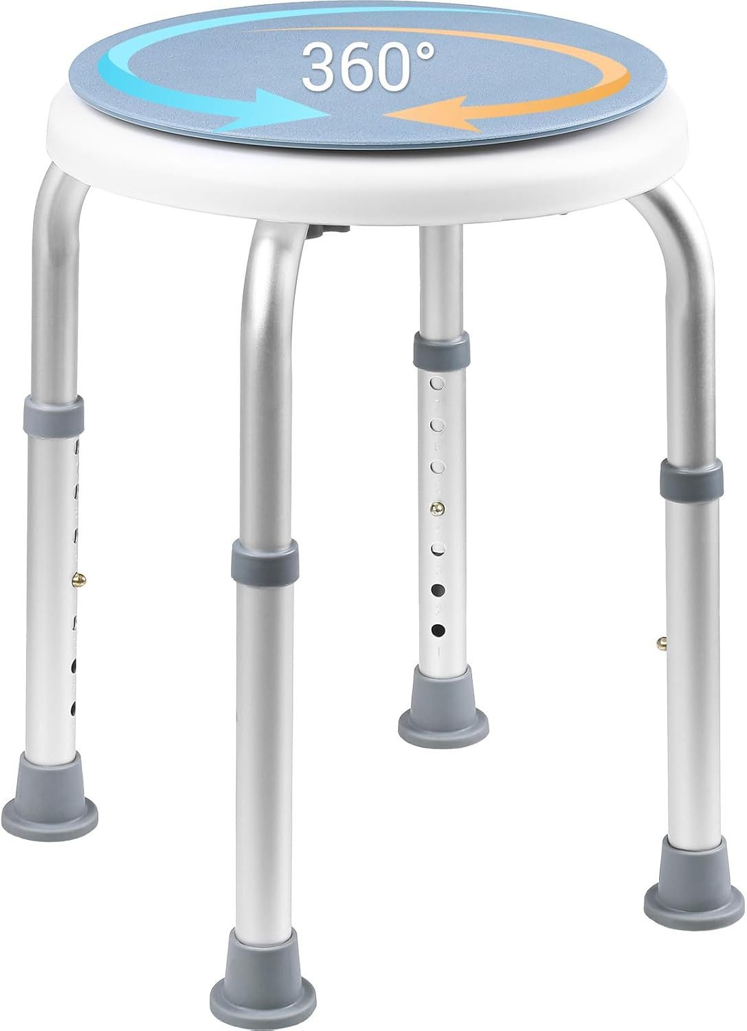 TLGREEN Duschhocker Rund-Badhocker,360° Duschsitz,Drehbarer Duschstuhl, belastbar bis 136 kg, Höhenverstellbar 36-52cm,Duschhilfe Badsitz, für Senioren Shower Seat