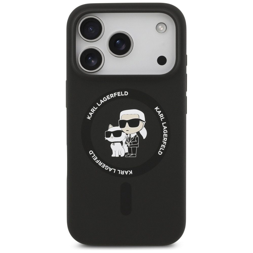 KARL LAGERFELD Handyhülle iPhone 17 Pro Max MagSafe Silikon schwarz Logo 6,9 Zoll, Kantenschutz