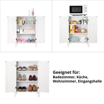 Homfa Badkommode, Badezimmerschrank mit Türen, Sideboard weiß 80 x 58 x 28cm