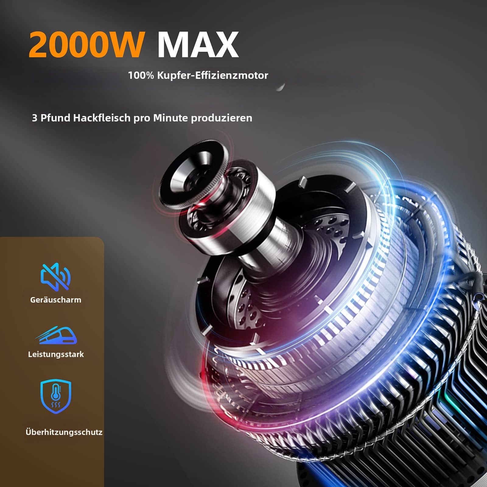 CHEFFANO Fleischwolf Elektrischer Fleischwolf mit Wurstfüller, 350 W