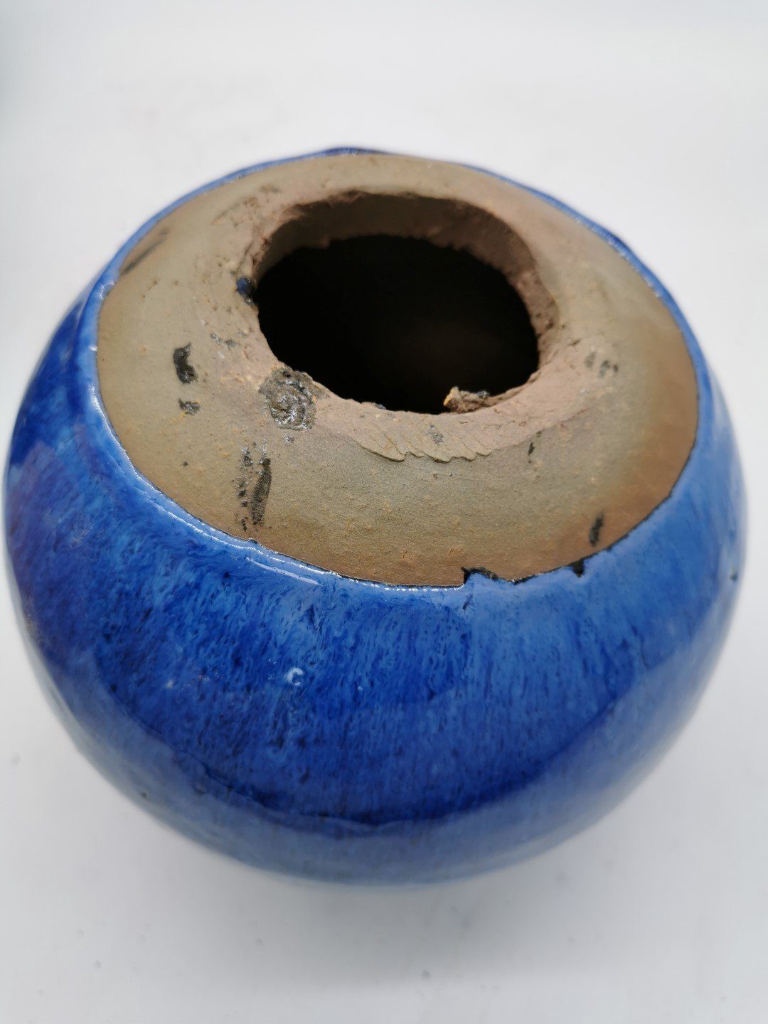 Frostfest Rosenkugel Keramik 100% Blau, 16x14cm Dekokugel Teramico Gartenkugel