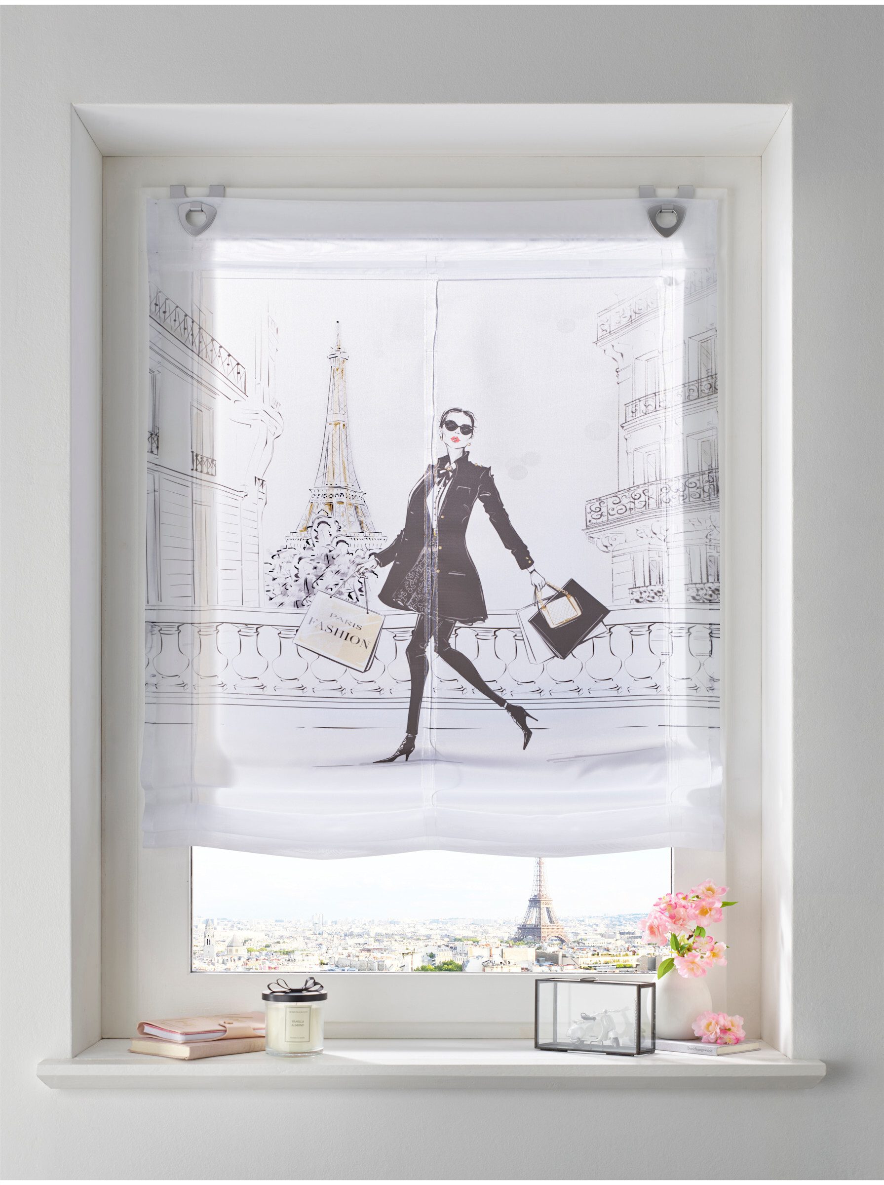 Rollo Raffrollo, heine, transparent, Ösen mit Fensterhaken günstig online kaufen