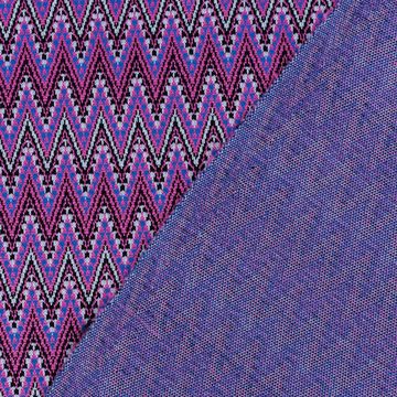 SCHÖNER LEBEN. Stoff Strickstoff Jacquard Chevron ZickZack fein violett rosa 1,48m Breite