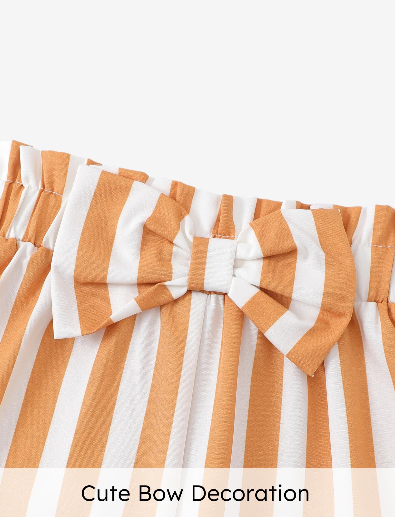 YI Kinderanzug Gestreift Gelb Weiß Mädchen sets,Viereckiger Ausschnitt Kurzarm