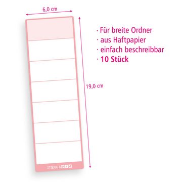 itenga Etiketten itenga 10x Ordneretikett Rosa Rückenetikett zum Aufkleben 6,0 x 19,0 c