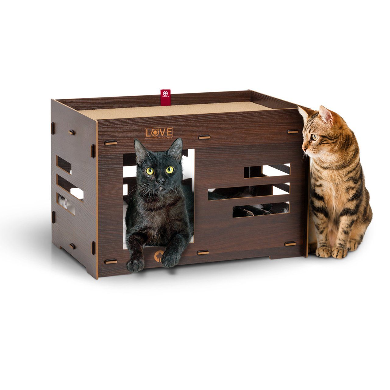 Canadian Cat Company Tierhaus Katzenhaus Petitot, Katzenhöhle mit Kratzbrett & Liegekissen, ca. 60 x 39 x 39 cm