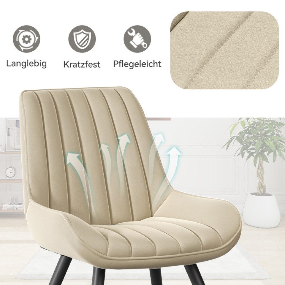 HawthyHome Esszimmerstuhl Stuhlset – Polsterstühle, Moderner Küchenstuhl (4 St), mit Ergonomischer Rückenlehne und Metallbeinen, 4er Set – Bild 5 von 5