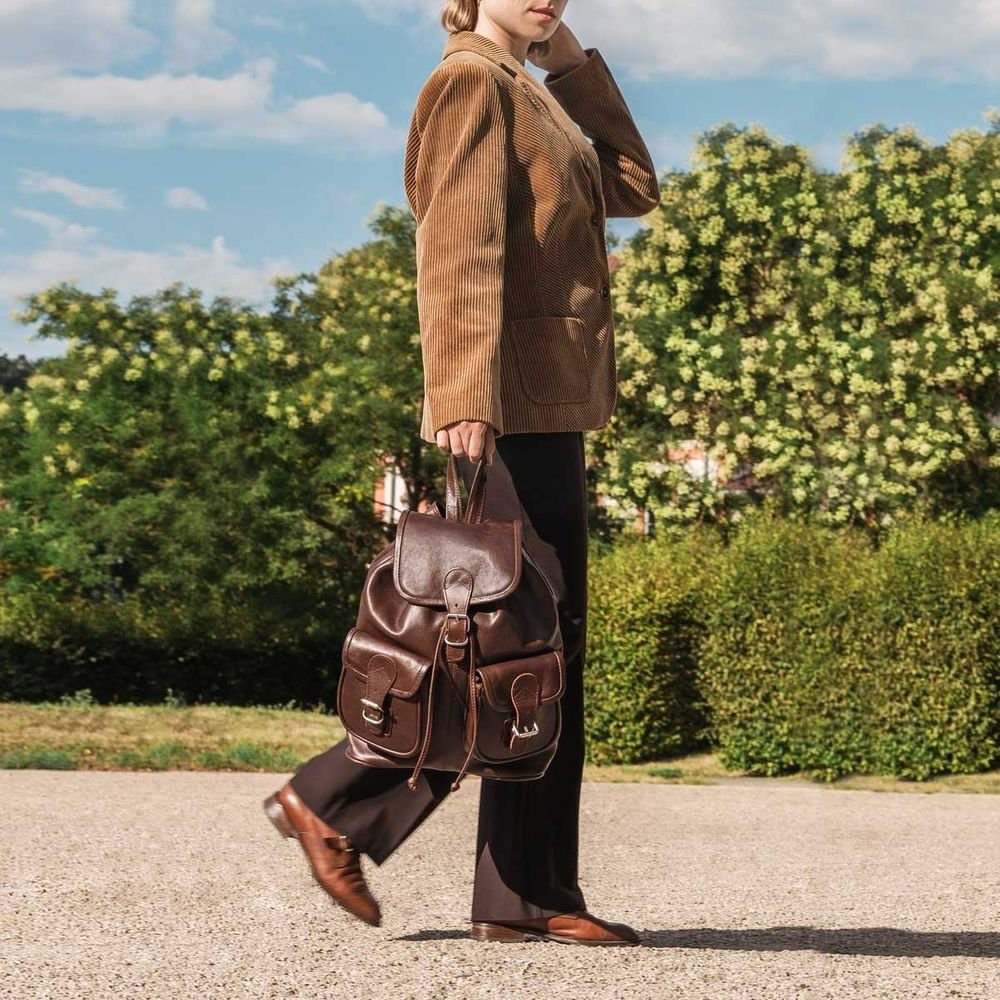 Hamosons Cityrucksack Lederrucksack / Cityrucksack, Gr. M, Kastanien-Braun, Hamosons 559