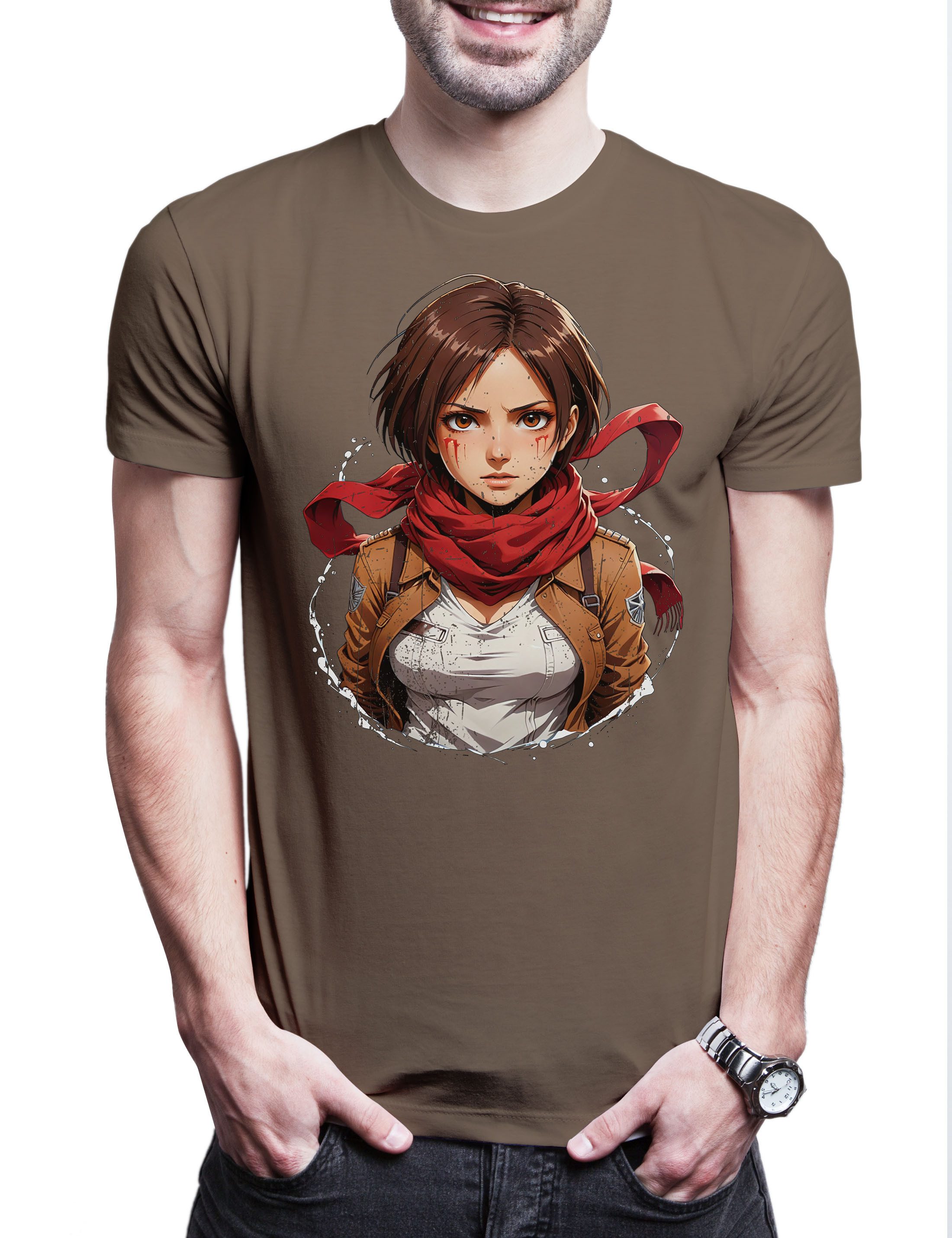 Print-Shirt Mikasa I Herren T-Shirt Eren On Anime Yeager Titan Jaeger Attack