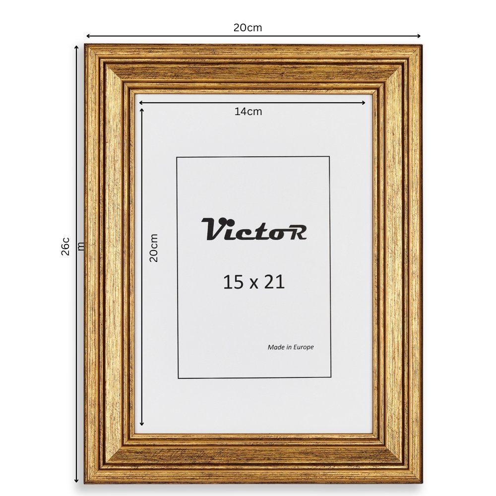 Victor (Zenith) Bilderrahmen Goya, Kunststoff 15x21 Rahmen 3er cm, in gold, Set Leiste: 19x31mm