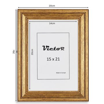 Victor (Zenith) Bilderrahmen Bilderrahmen \"Goya\" - Farbe: Gold - Größe: 15 x 21 cm / 3x, Bilderrahmen Gold, Set in 15x21 cm (A5), Bilderrahmen Vintage