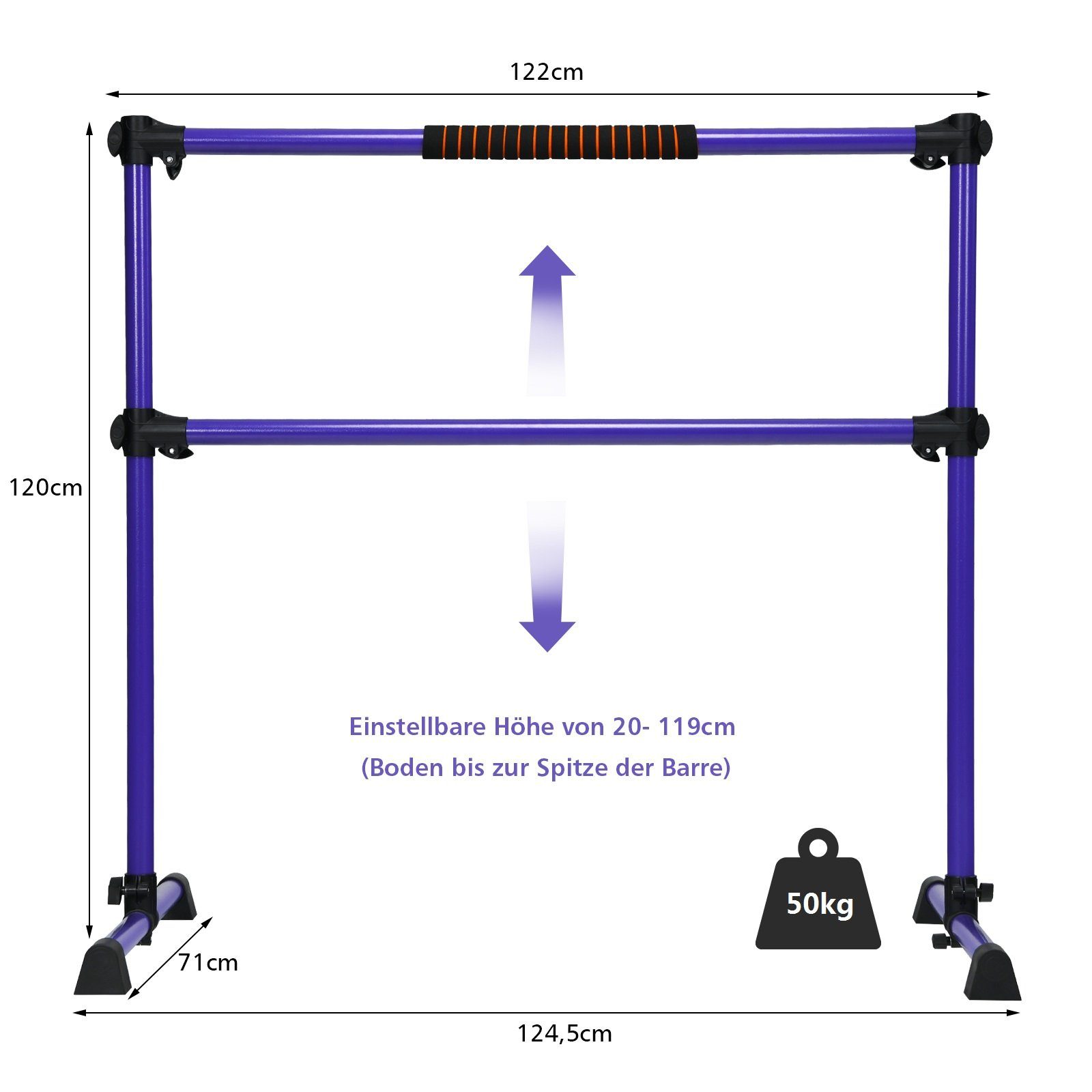 COSTWAY Balancetrainer Ballettstange, stufenlos höhenverstellbar